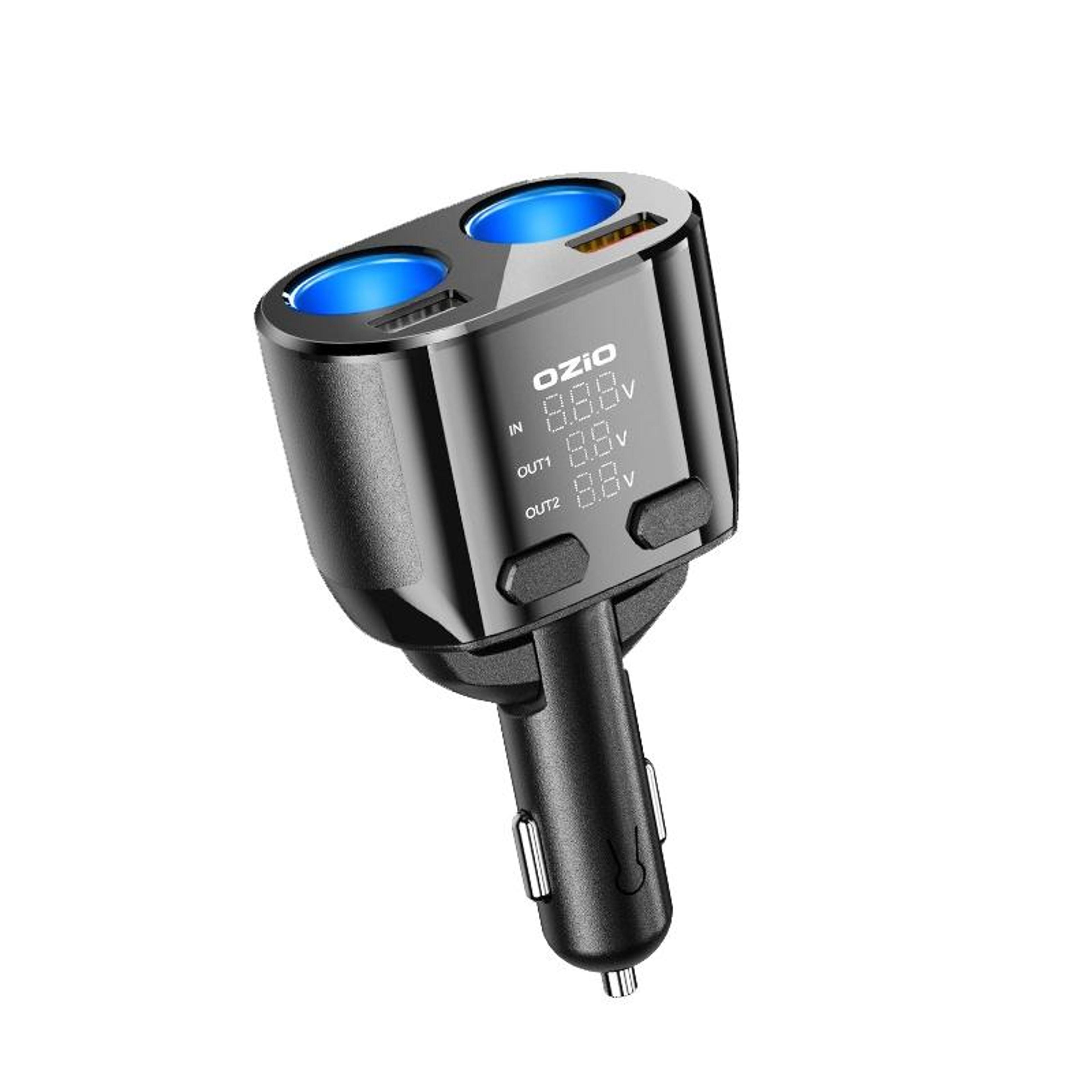 ozio car charger adapter dual cigarette lighter splitter usb fast charging cl48q 12v 24v