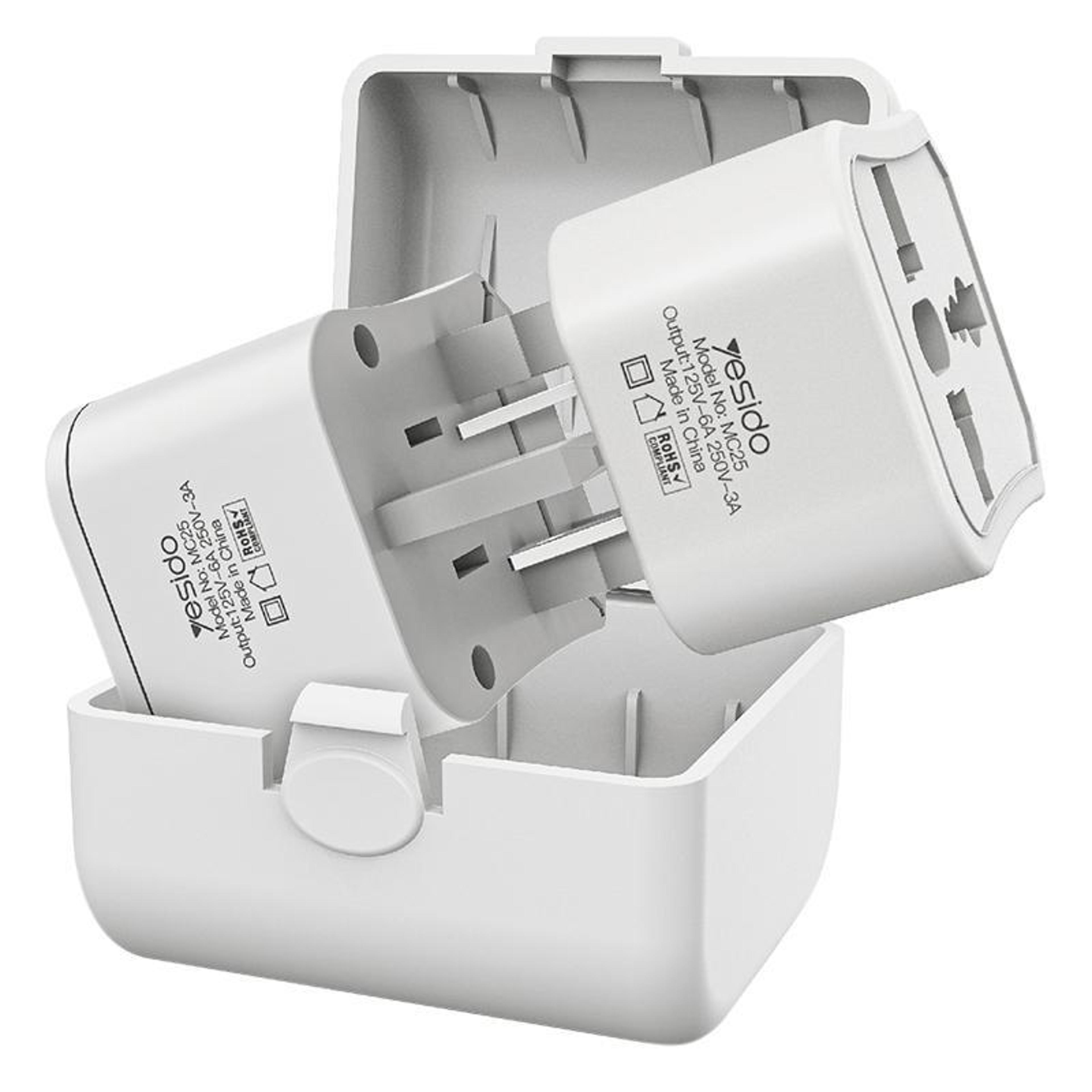 yesido mc25 universal travel adapter kit 750w multifunction travel plug adapter with storage case