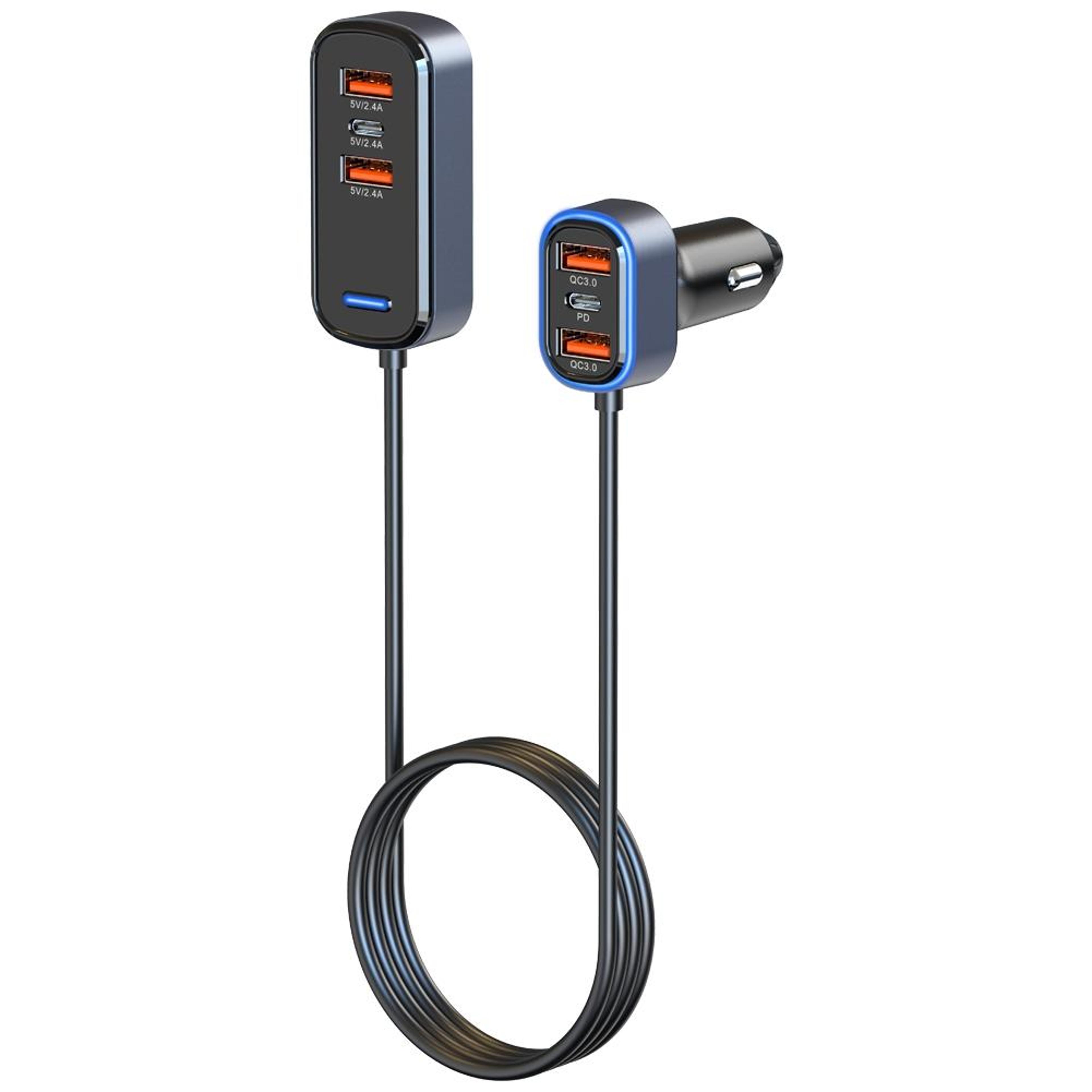 sc05 65.5w usb c car charger 6 port fast car charger with pd qc3.0 extended charging hub