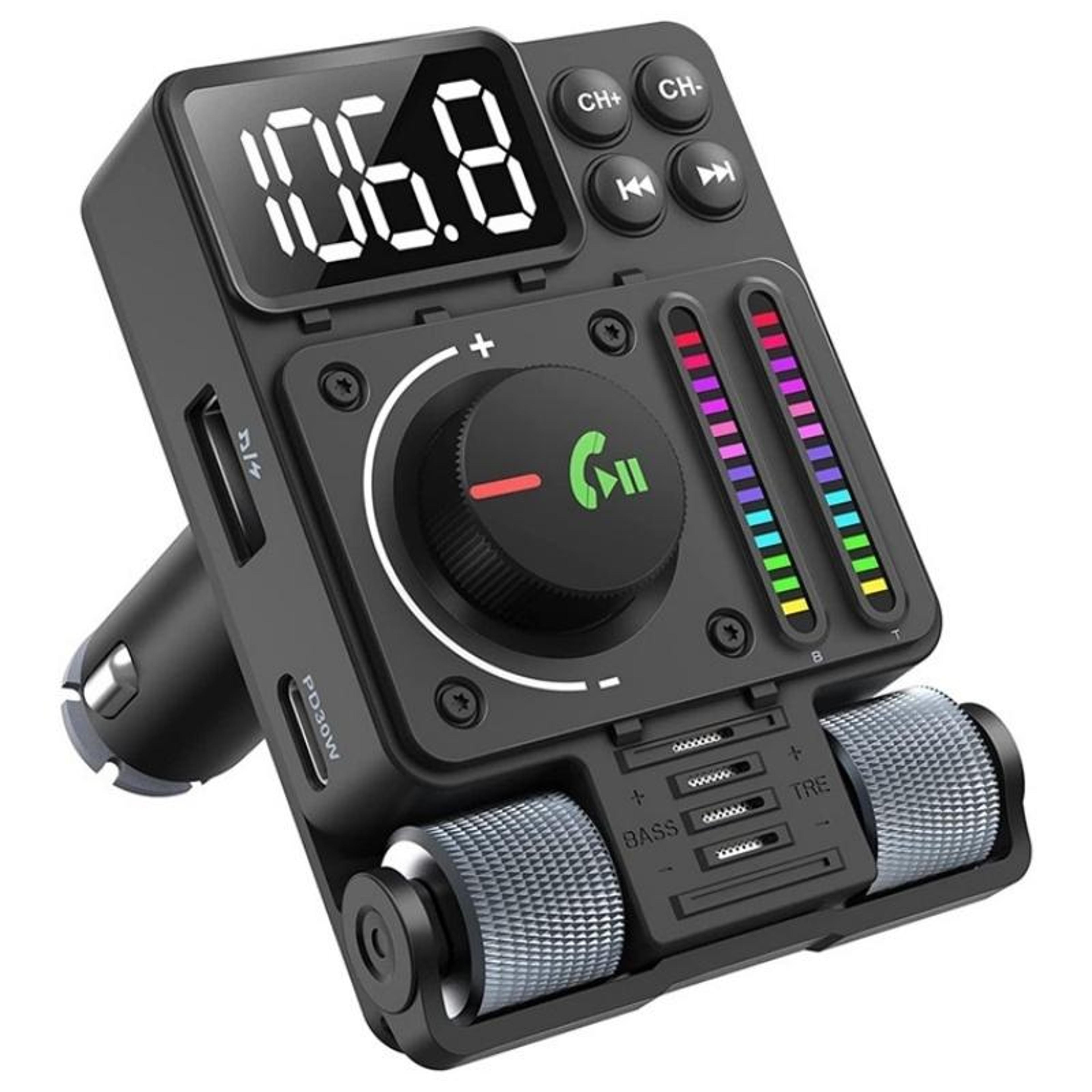 mt01 bluetooth fm transmitter with pd 30w fast charging car bluetooth adapter hands free car kit