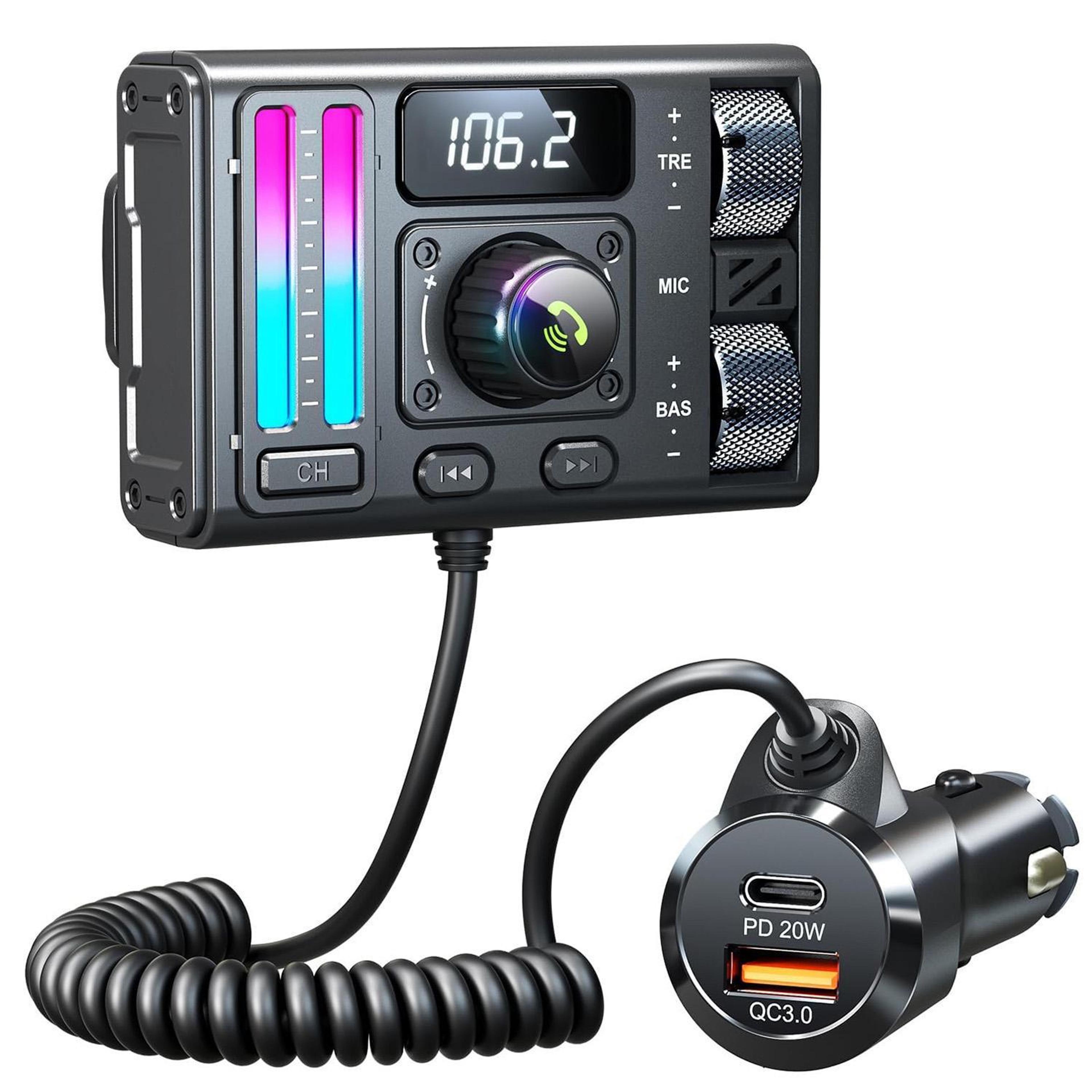 mt02 bluetooth fm transmitter car mp3 player with pd20w qc3.0 fast charger aux and hands free calling
