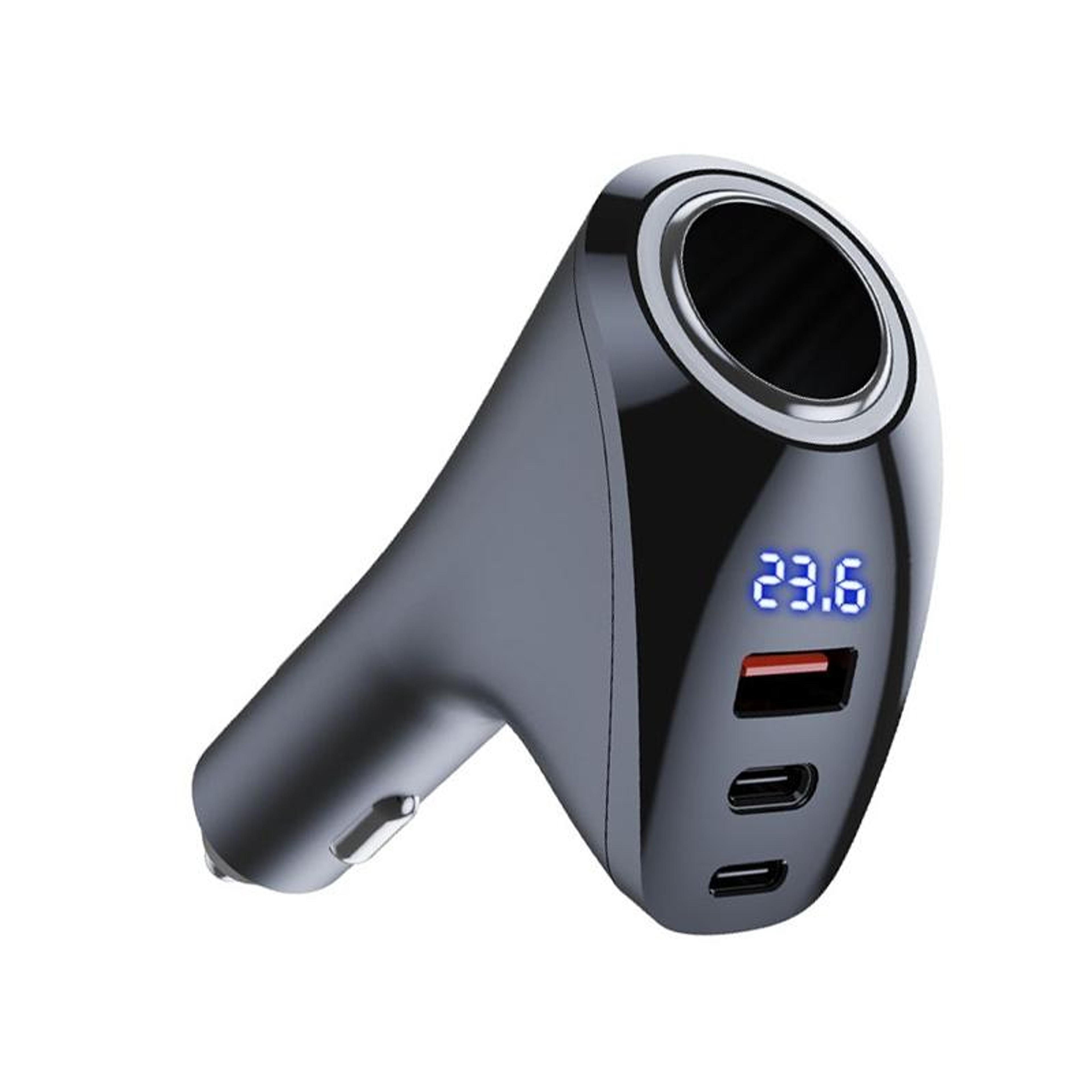58.5w usb c car charger with digital display dual usb qc fast charging adapter for 12v 24v vehicles