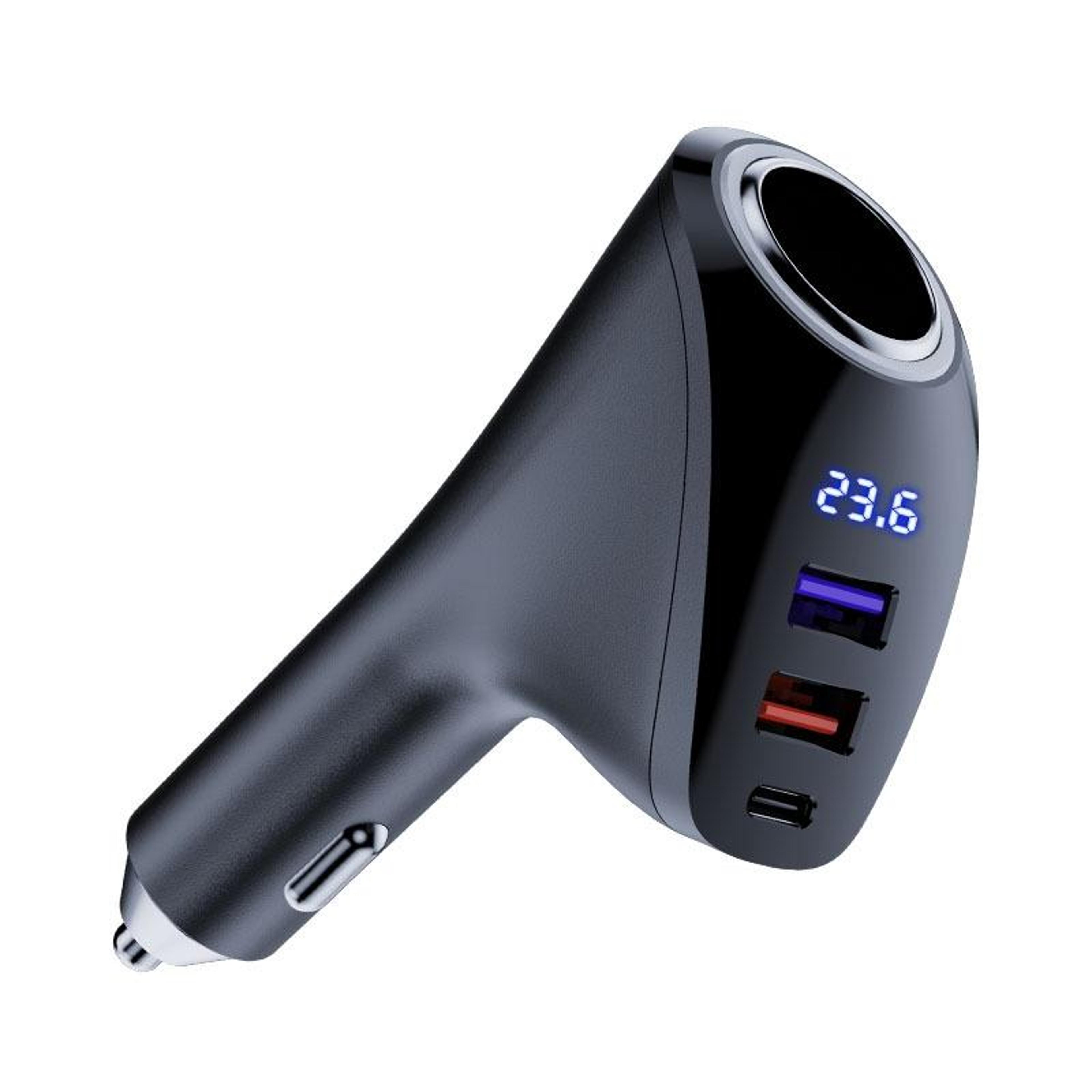 58.5w usb c car charger with digital display dual usb fast car charger for 12v 24v vehicles