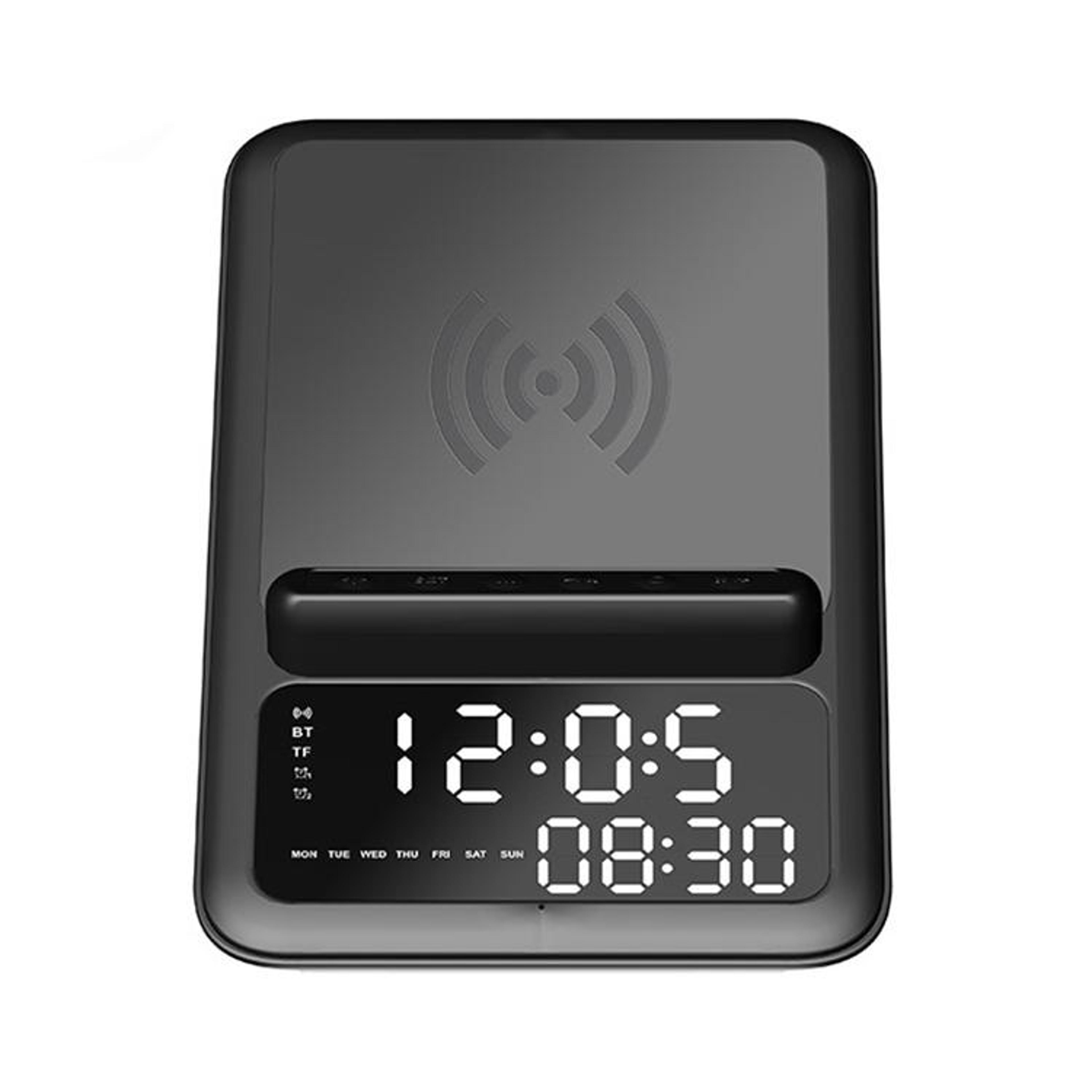 aec bt512 bluetooth speaker with 10w wireless charger led alarm clock desktop charging station