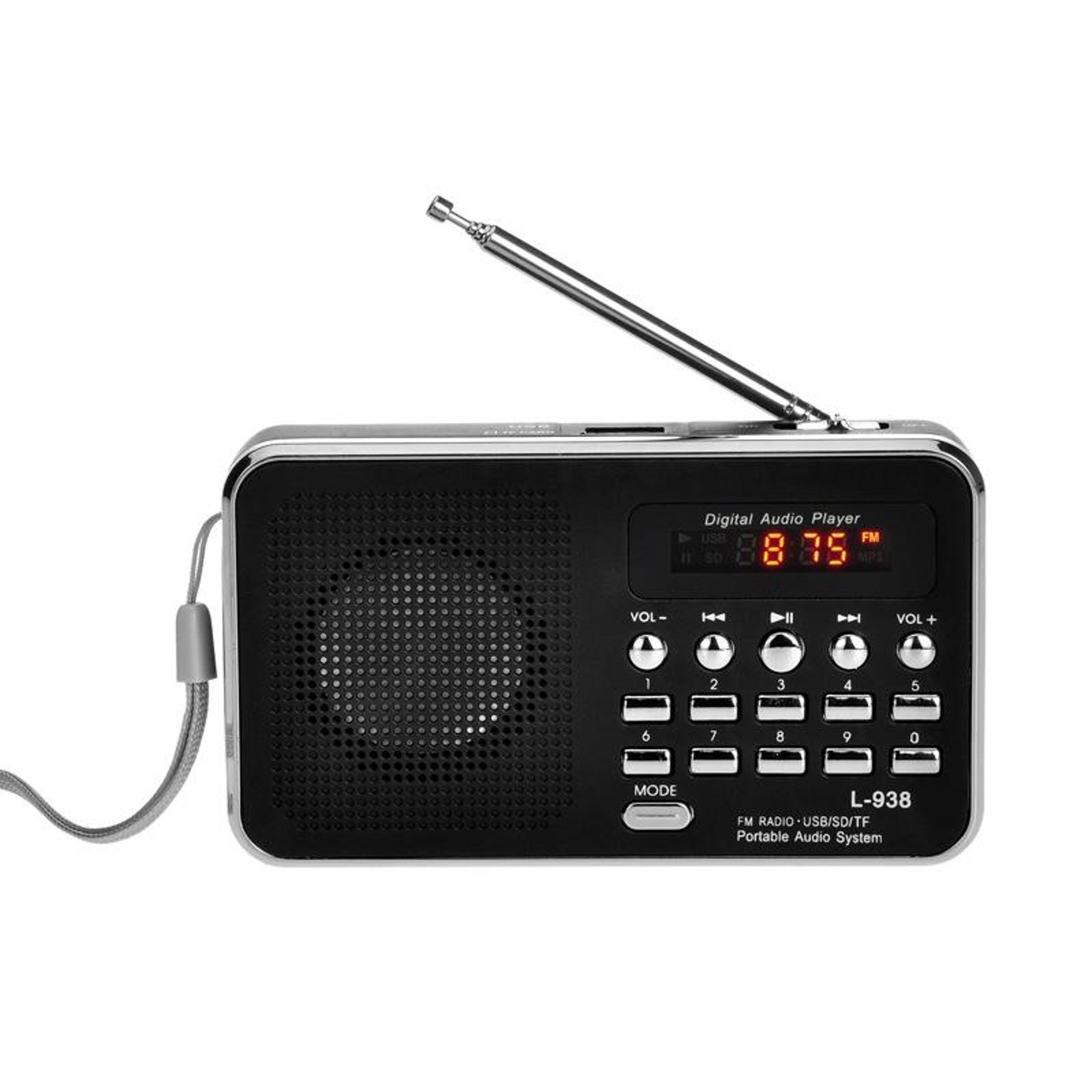 l-938 portable mp3 player with fm radio speaker sd card music player and aux input