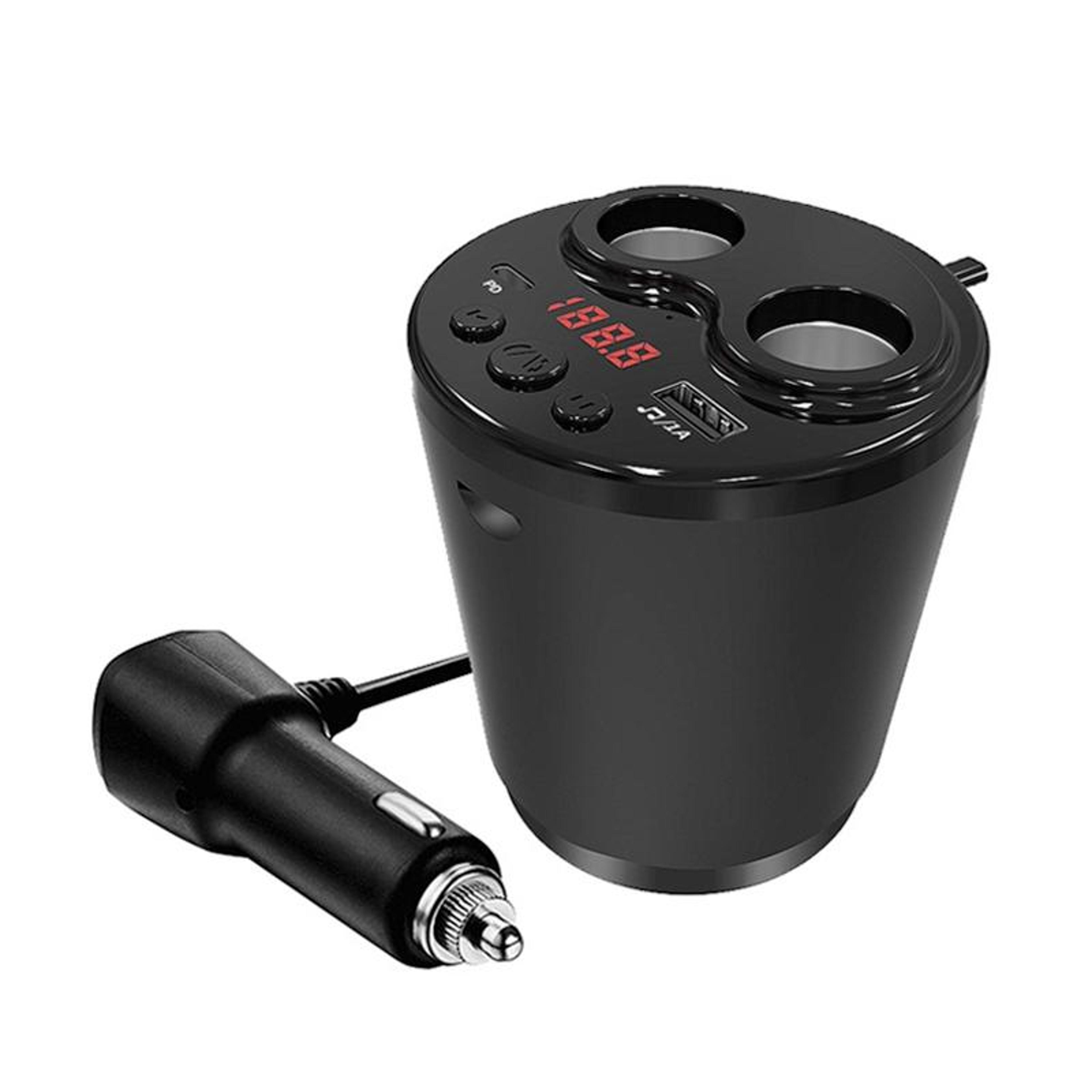 g63 bluetooth fm transmitter car charger adapter with dual usb fast charging and dual cigarette lighter ports