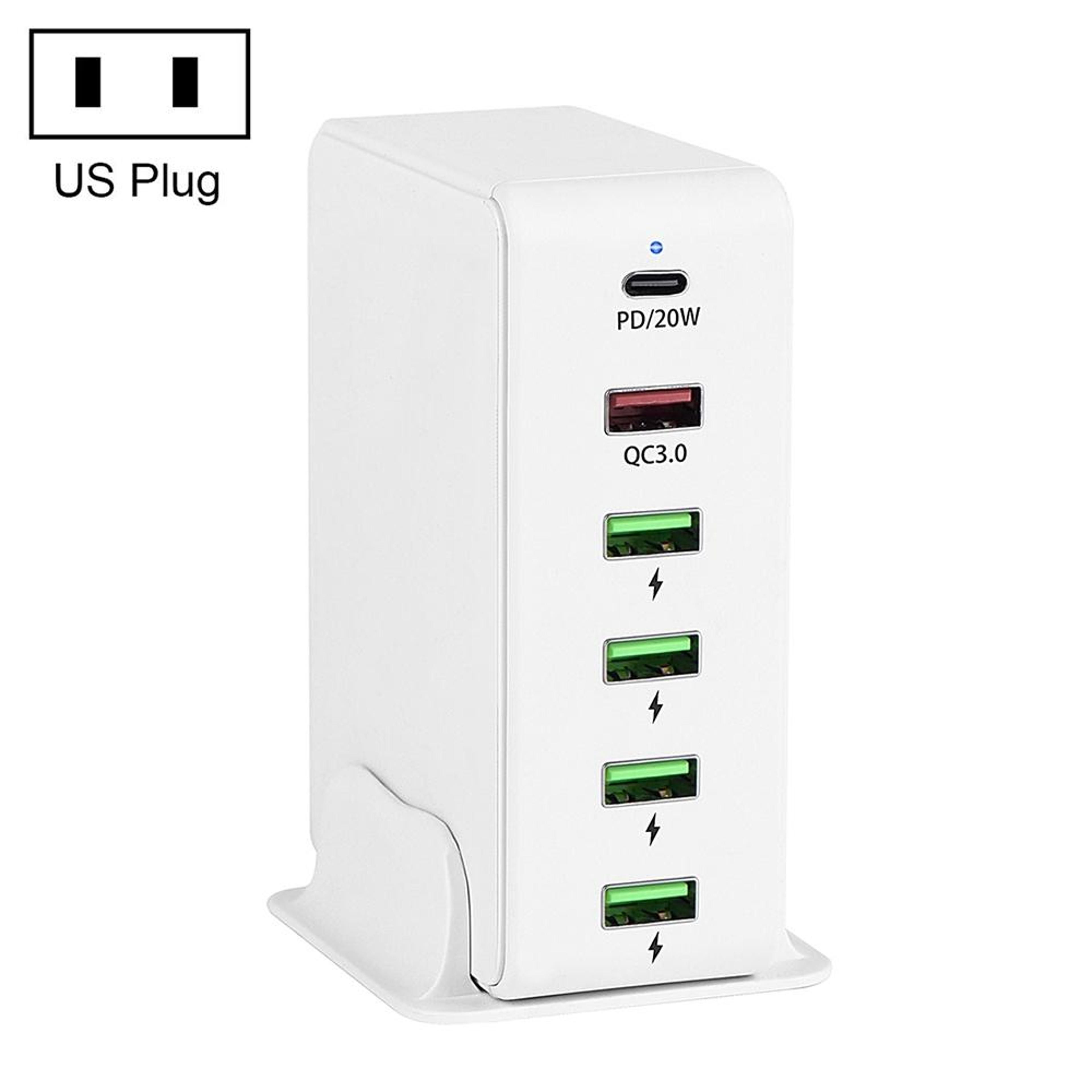 65w usb c charger 6 port multi port usb charger with pd fast charging travel charging station us plug