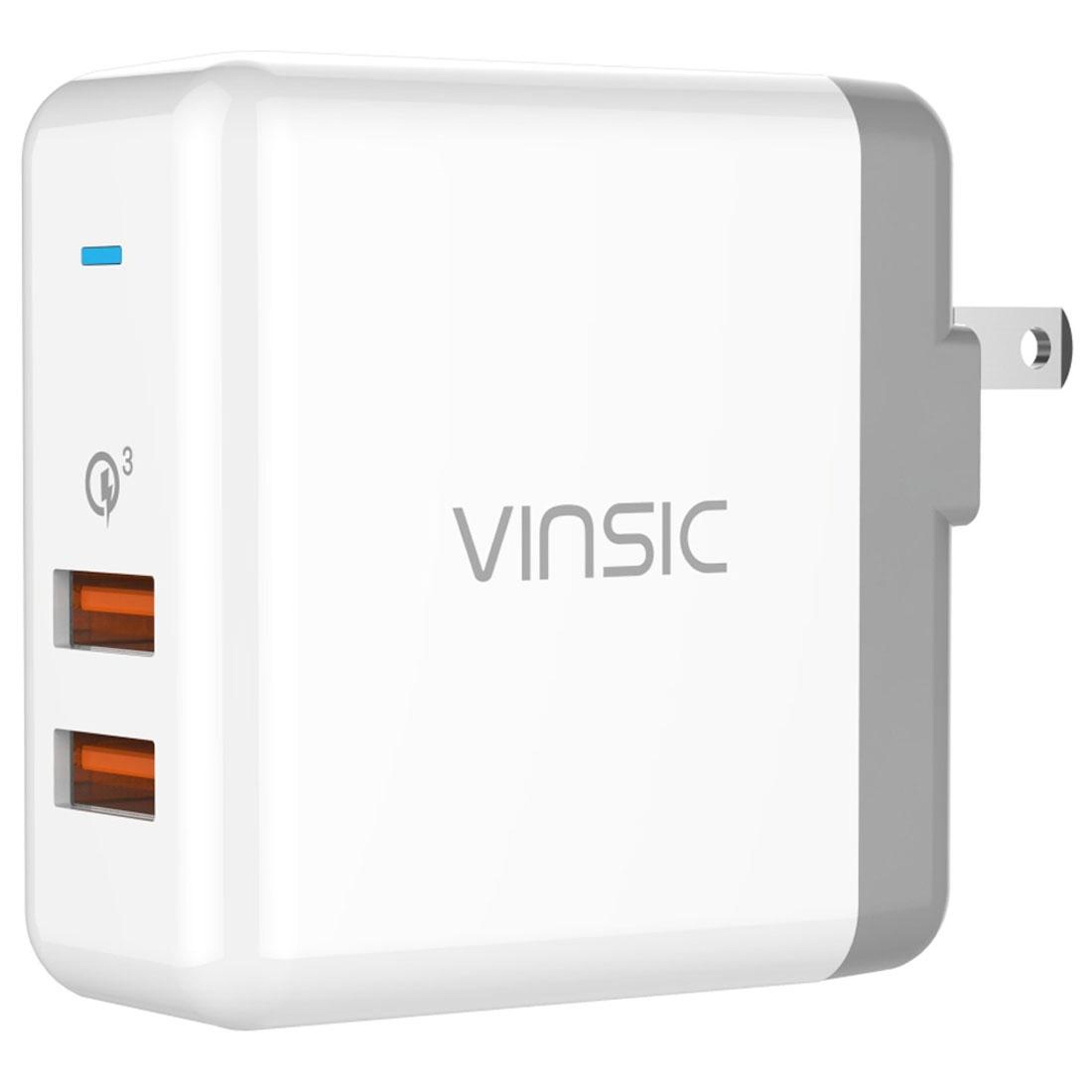 vinsic 36w dual usb wall charger quick charge 3.0 fast usb travel charger
