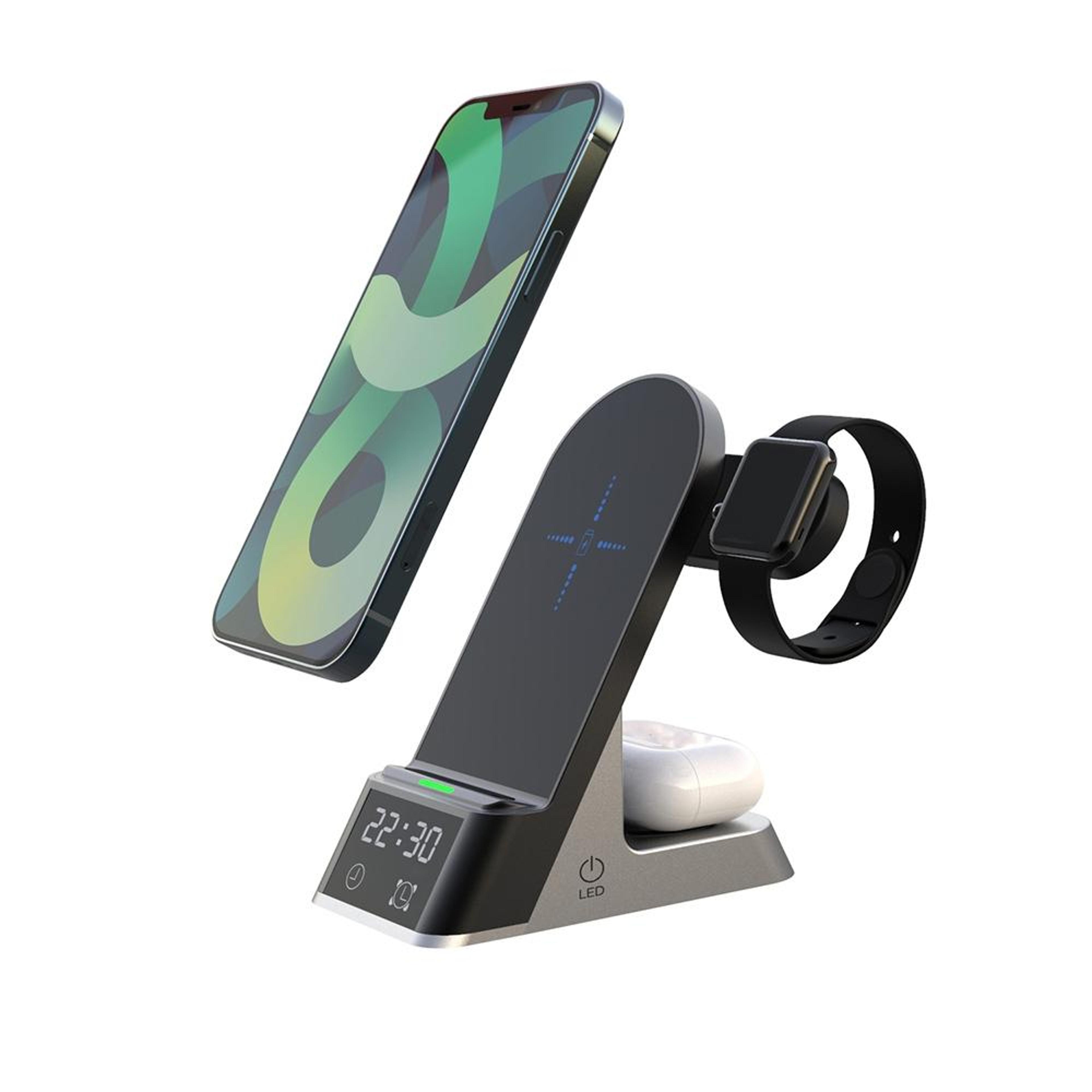 h35 6 in 1 magsafe wireless charger 15w magnetic wireless charging station with clock and alarm