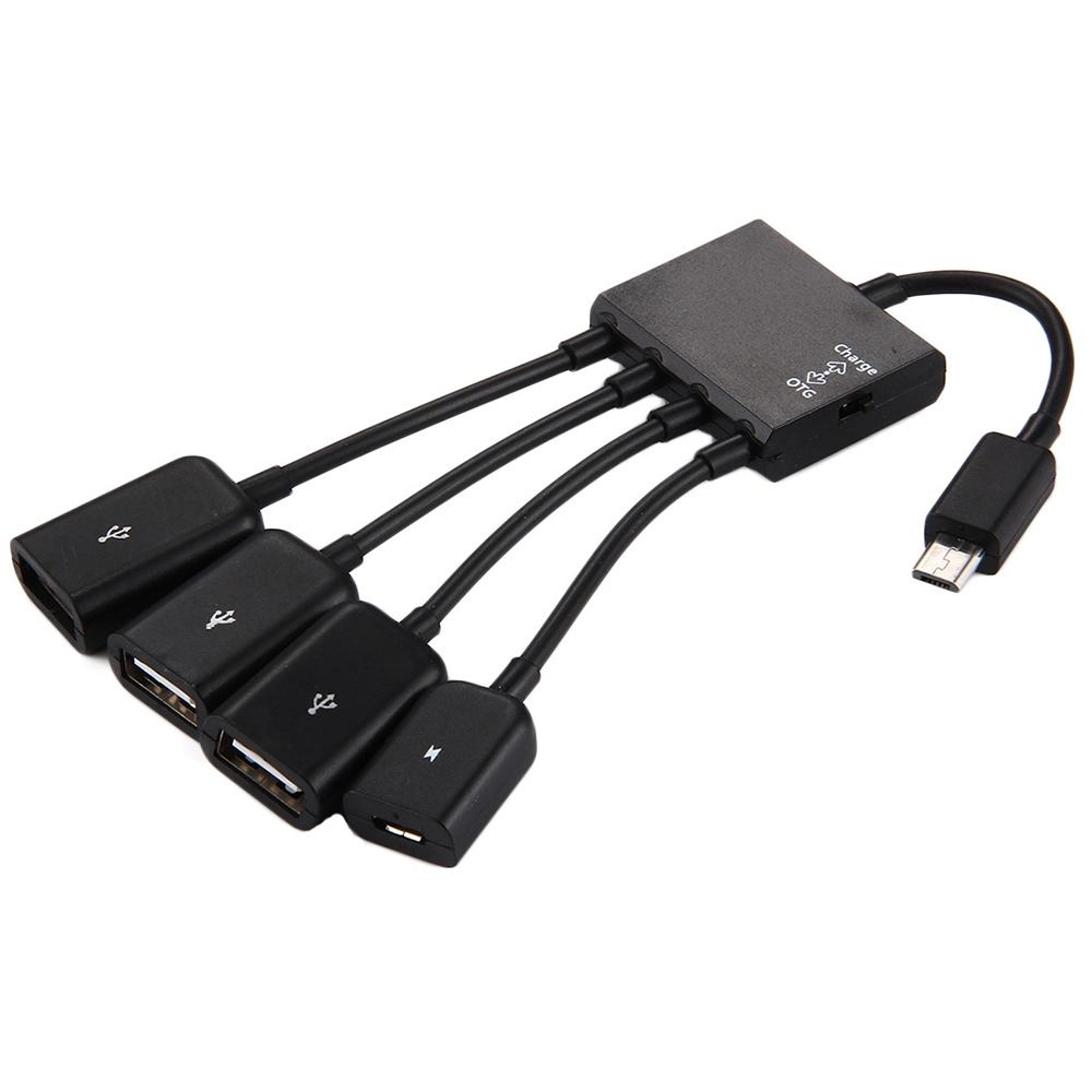 4 port micro usb otg hub charging cable with otg switch for android phones and tablets
