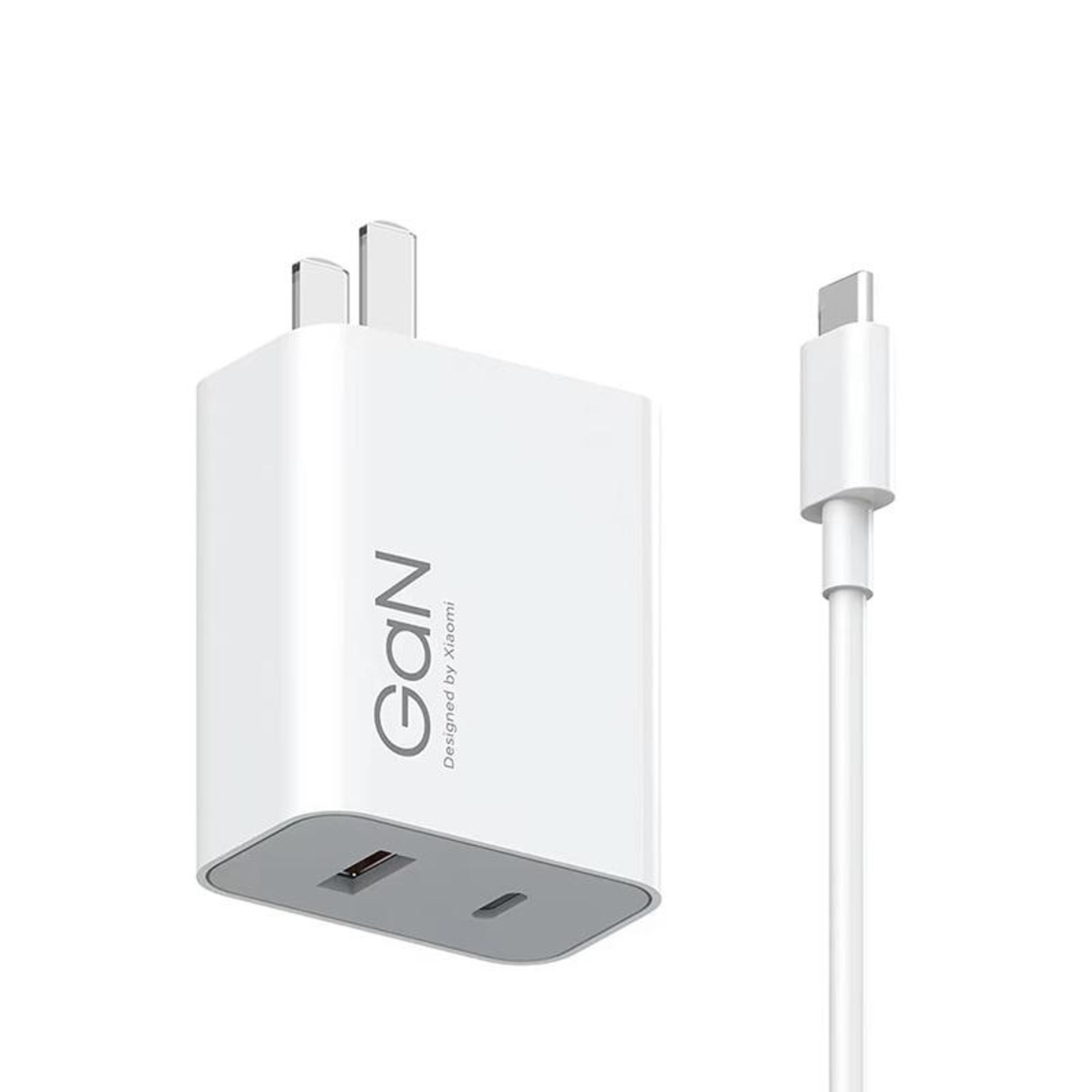 original xiaomi 67w gan charger dual port fast charger usb c pd wall adapter us plug white