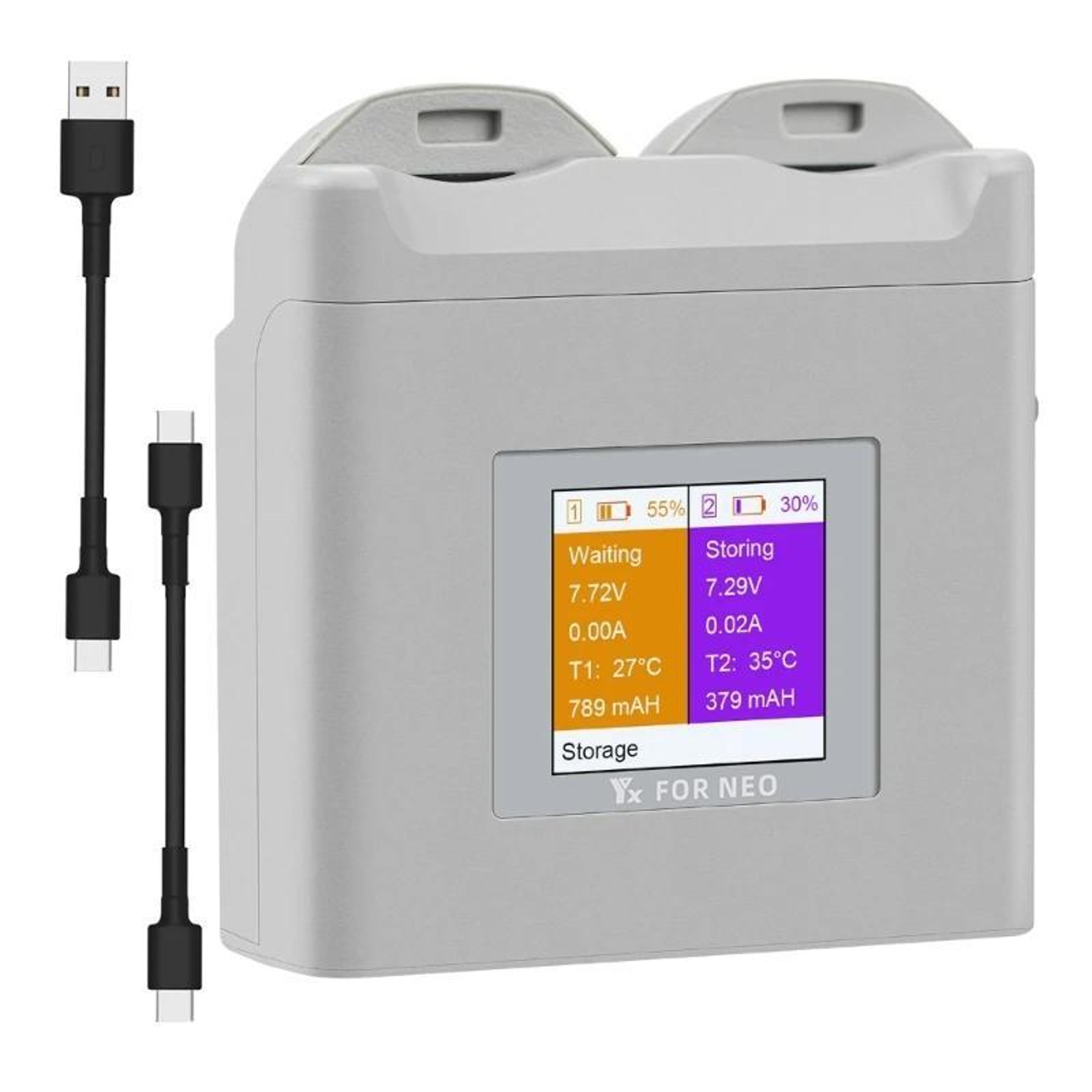 dji neo dual battery charger with color screen pd fast charging storage mode