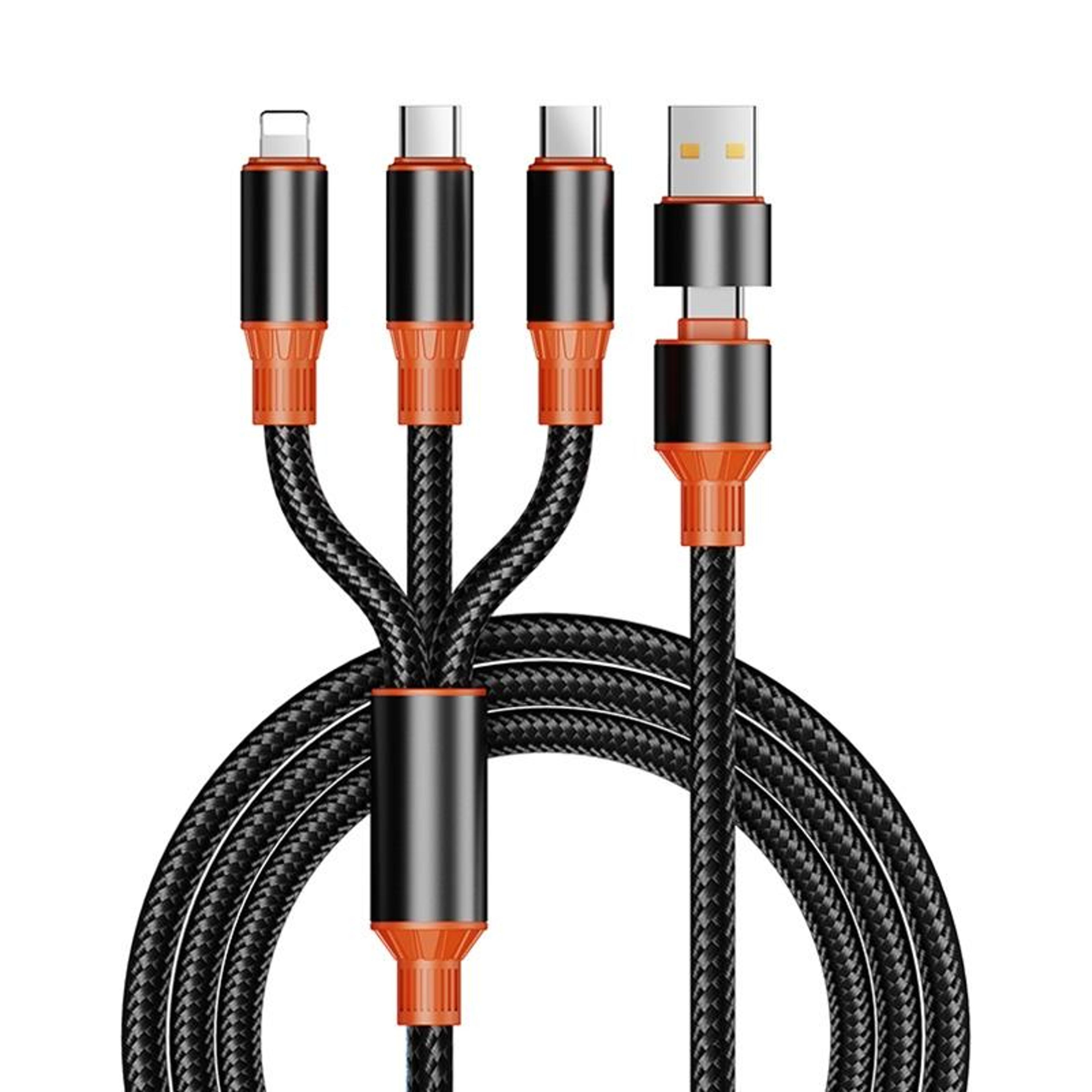 enkay 6 in 1 charging cable 5a fast charging cable with usb c lightning and micro usb 1.2m
