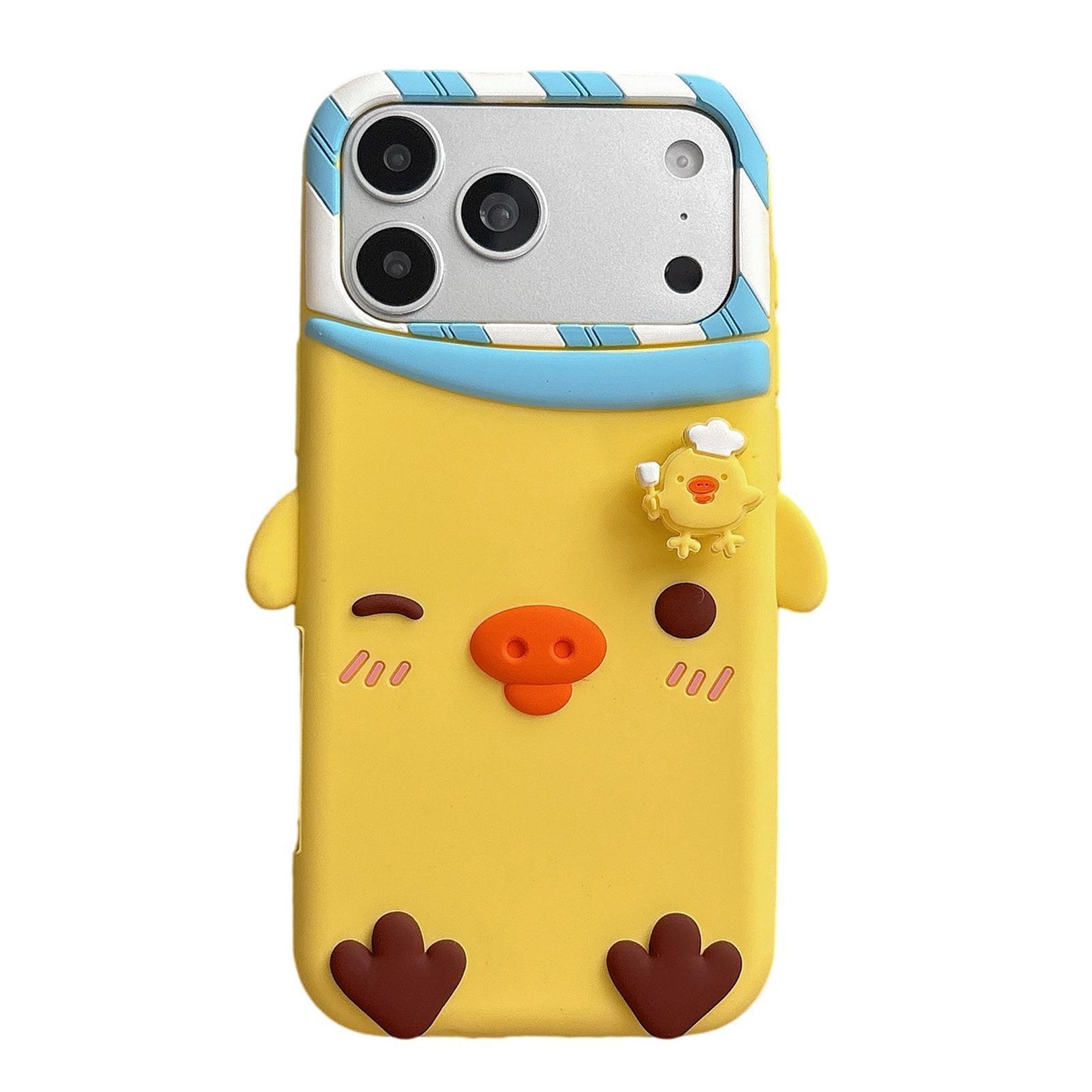 cute chick silicone iphone 17 pro case with shockproof phone case protection