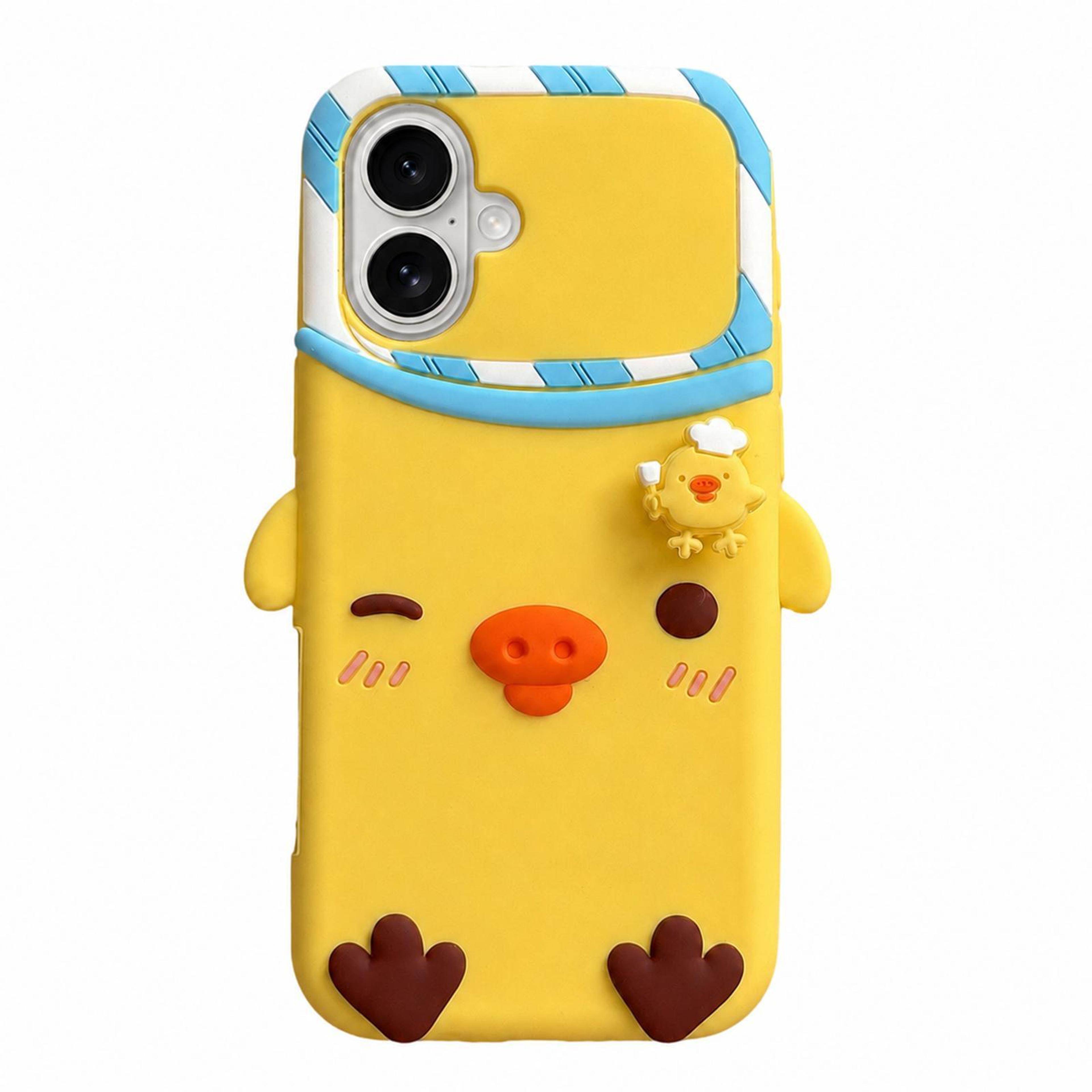 cute chick pattern iphone 16 plus silicone case with camera protection soft protective phone cover
