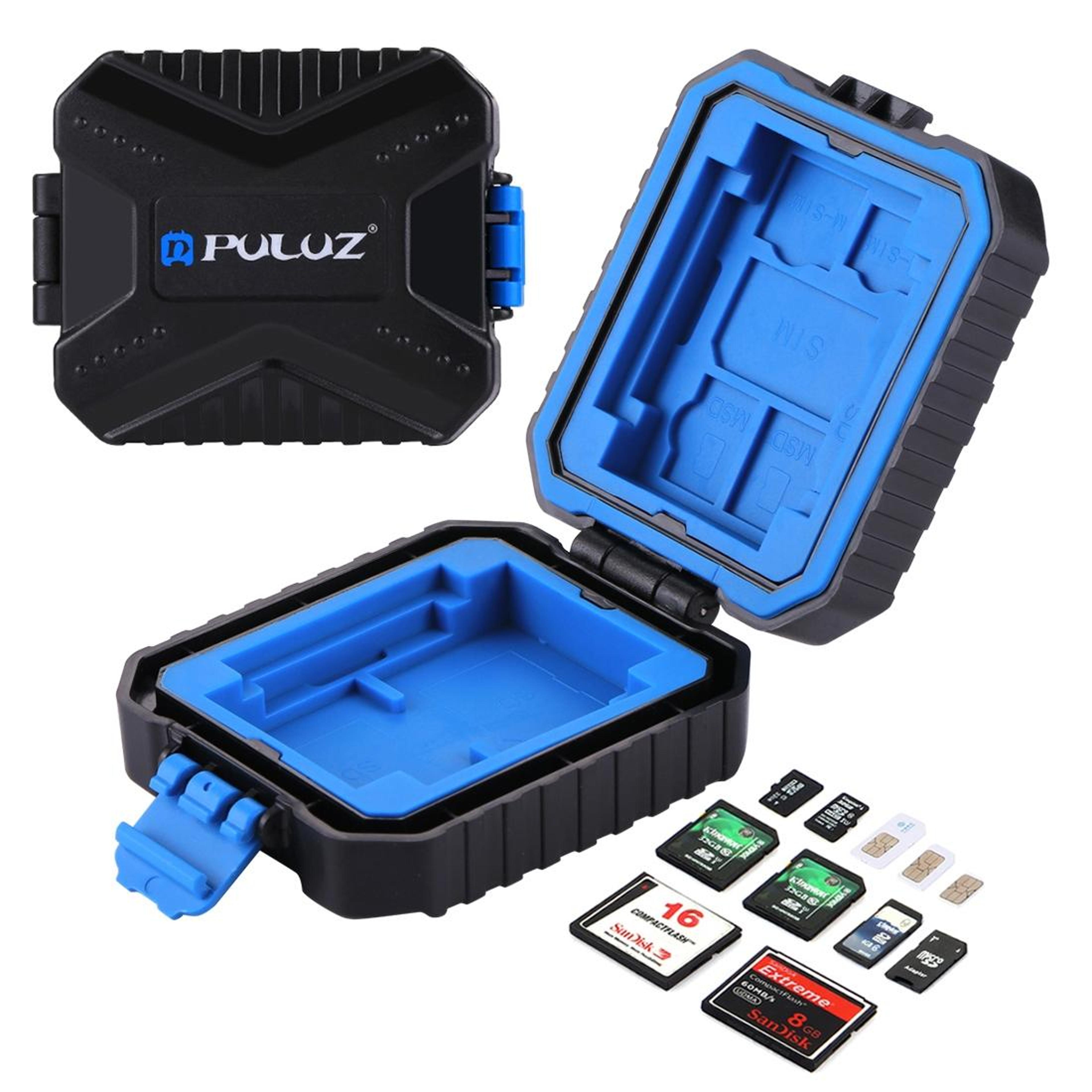 puluz waterproof memory card case for sd cf tf xqd and sim card storage organizer
