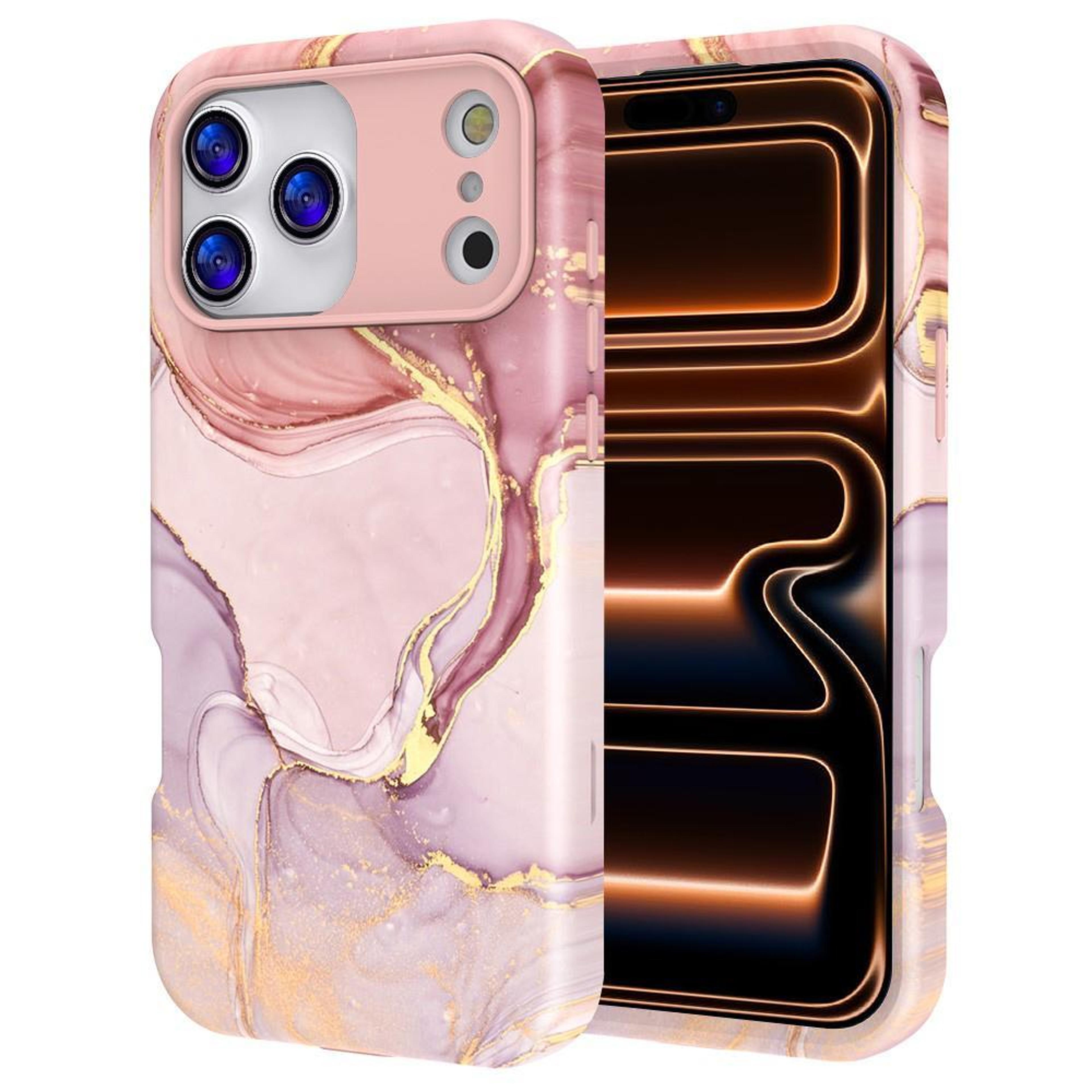 luxury iphone 17 pro case marble pattern shockproof pc tpu protective cover