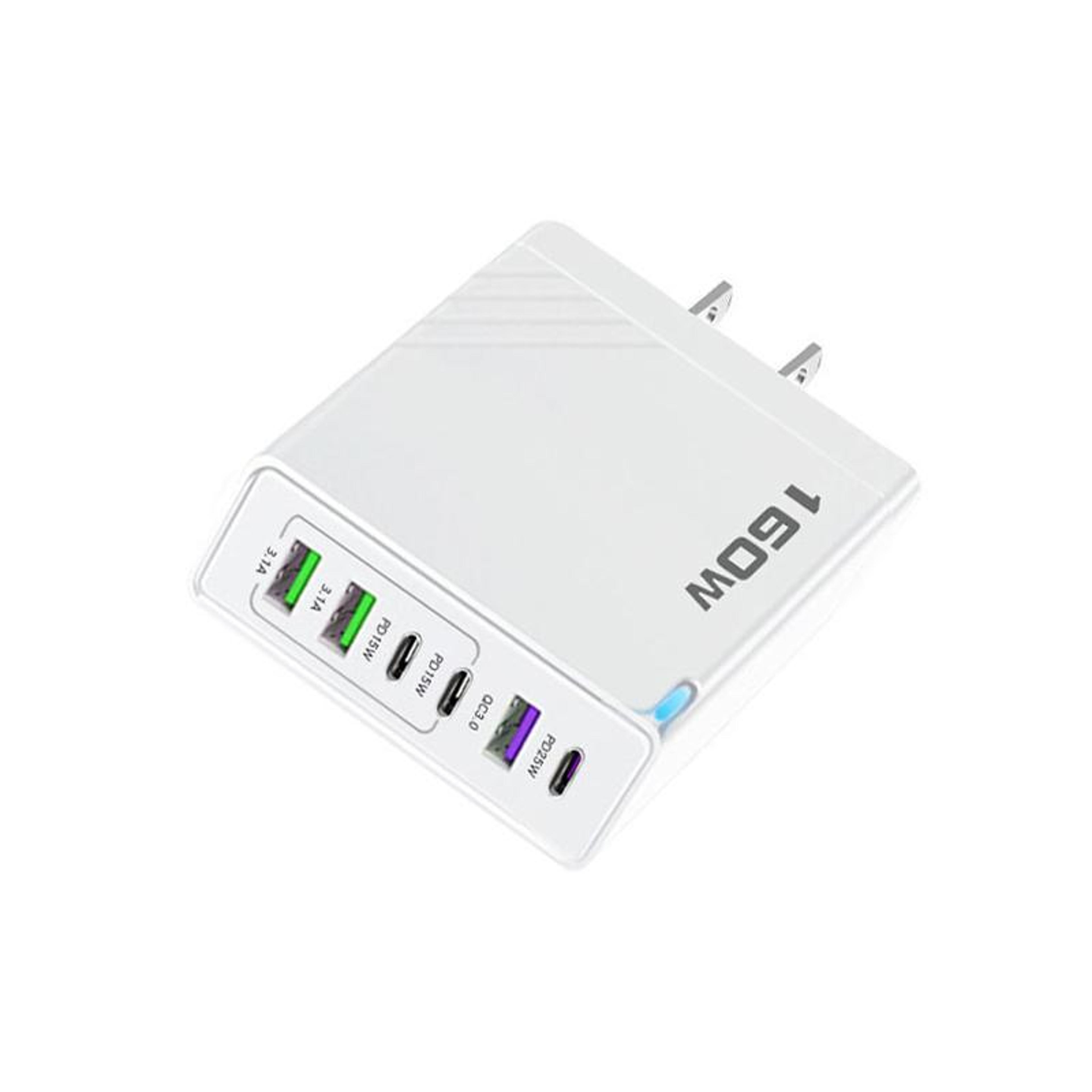 160w usb c charger 6 port multi port charger fast charging station for phones and tablets