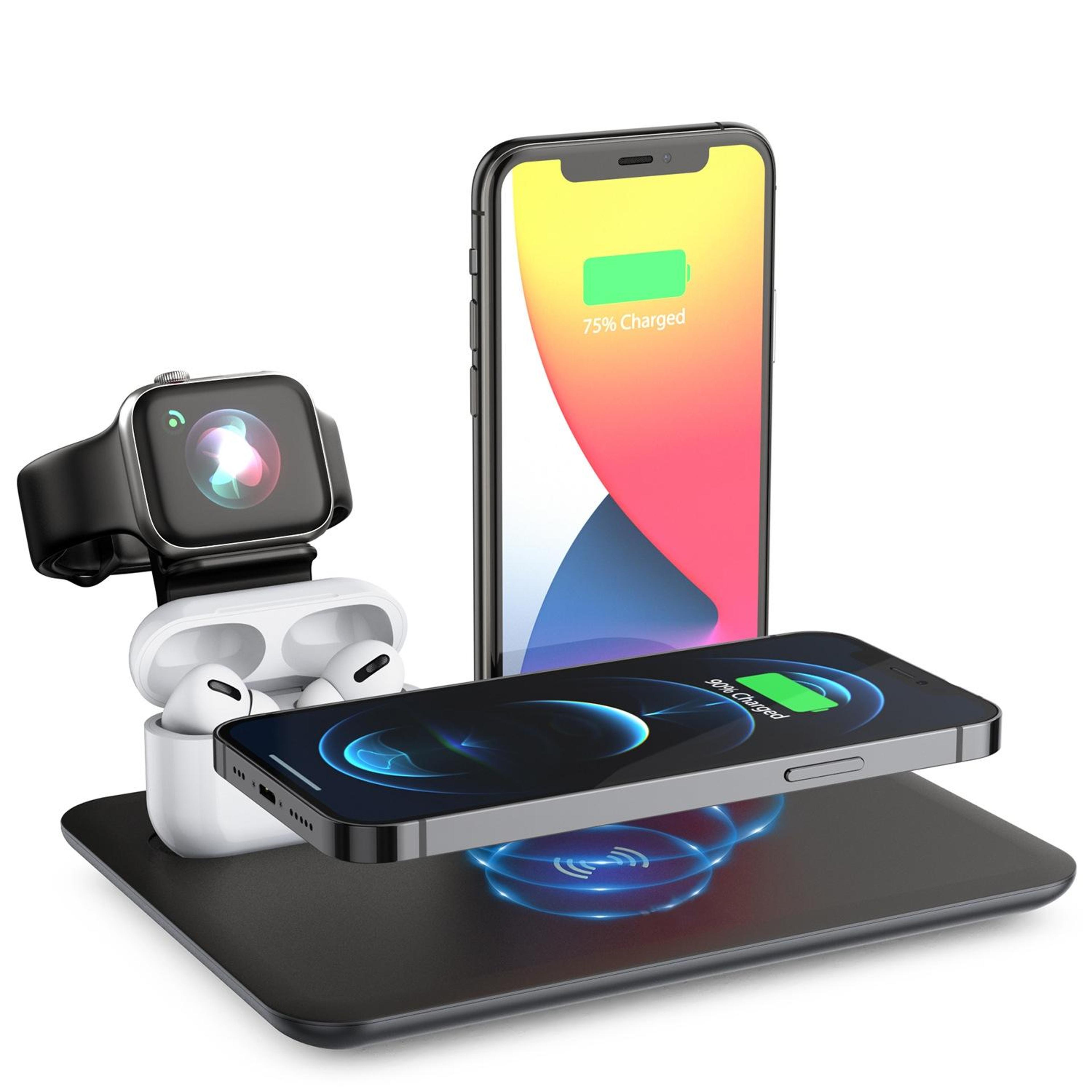 hq ud17 4 in 1 wireless charger fast wireless charging station for phone watch earbuds