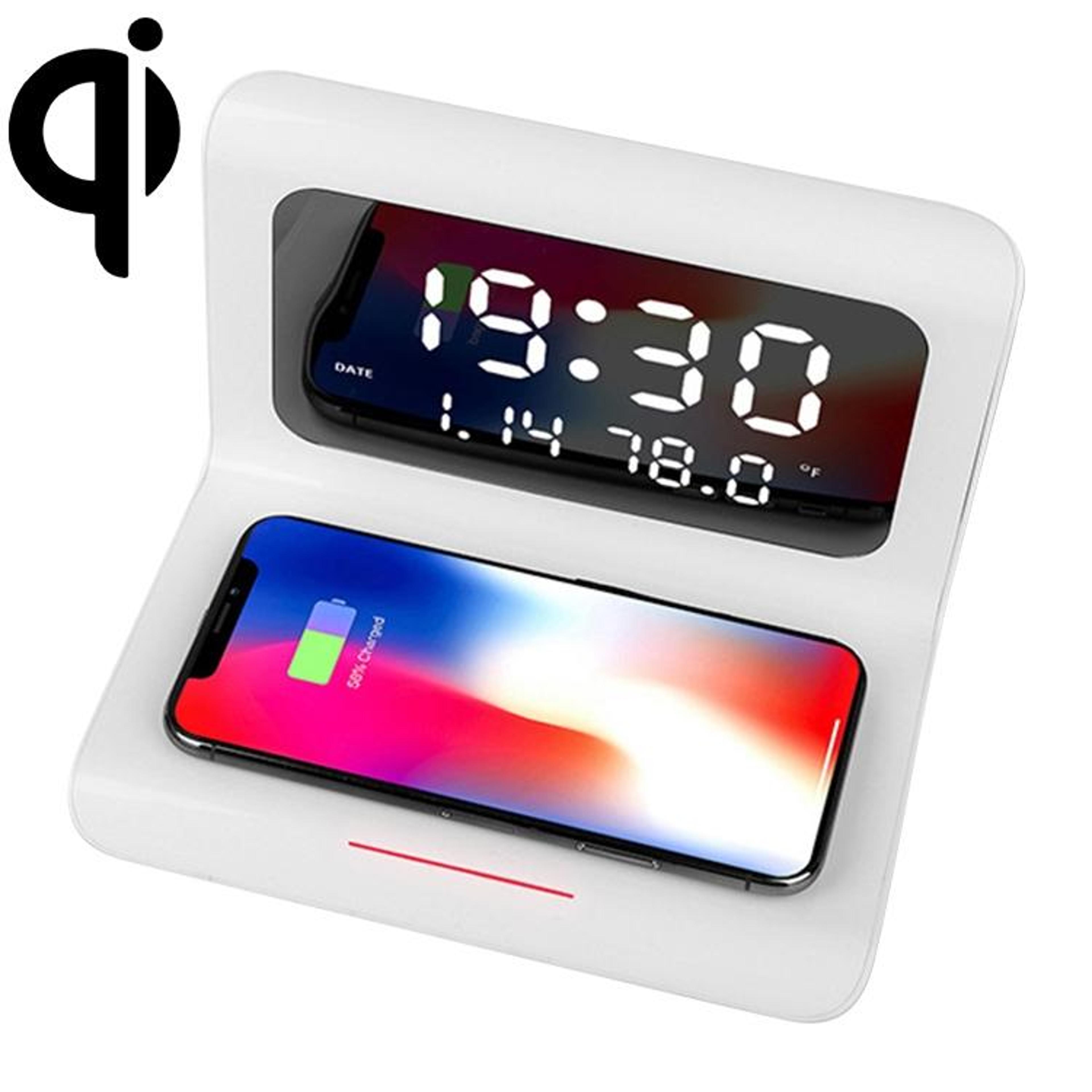 rt1 qi wireless charger 10w wireless charging station with alarm clock calendar and temperature display