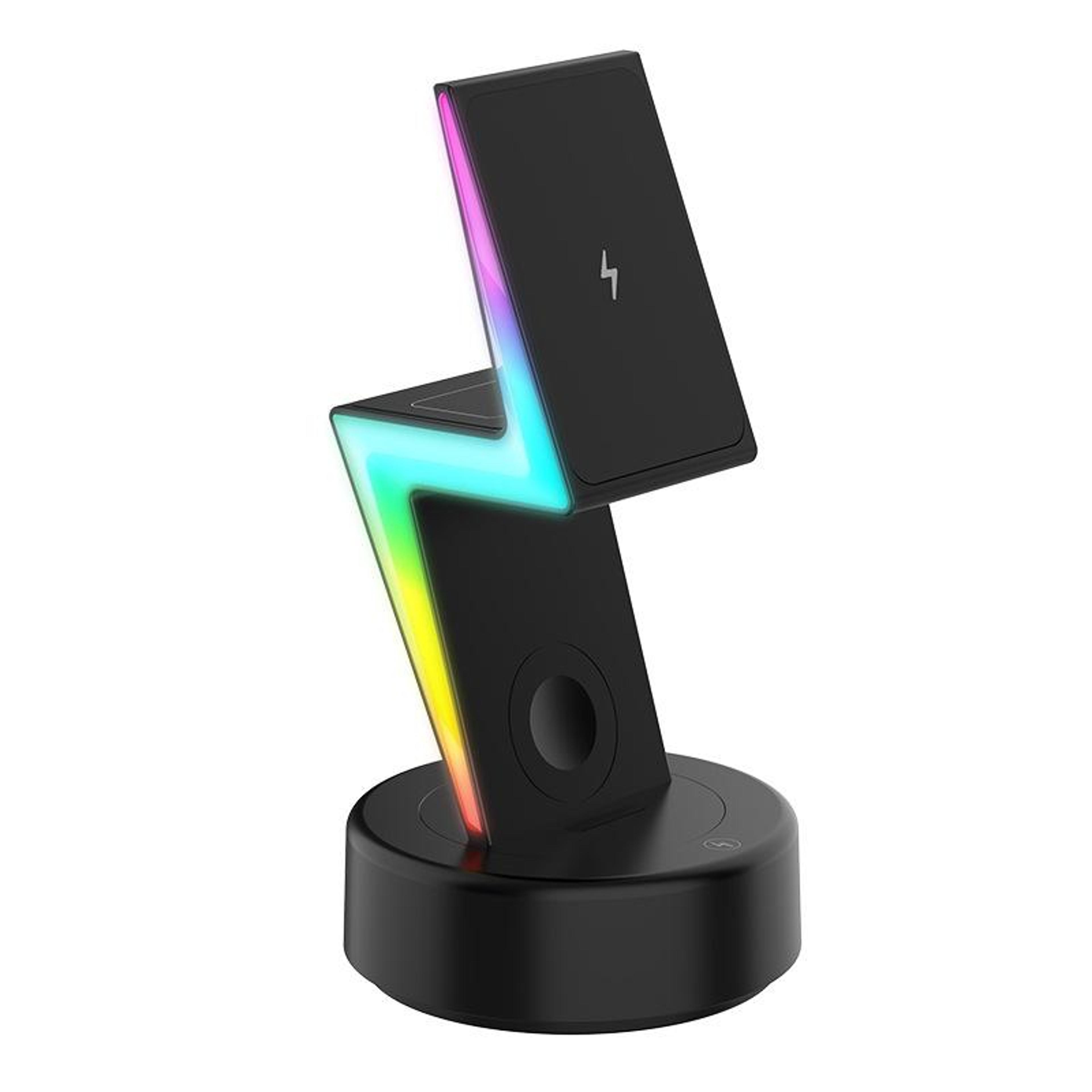 magsafe 3 in 1 wireless charger magnetic charging station with rgb light for iphone apple watch airpods
