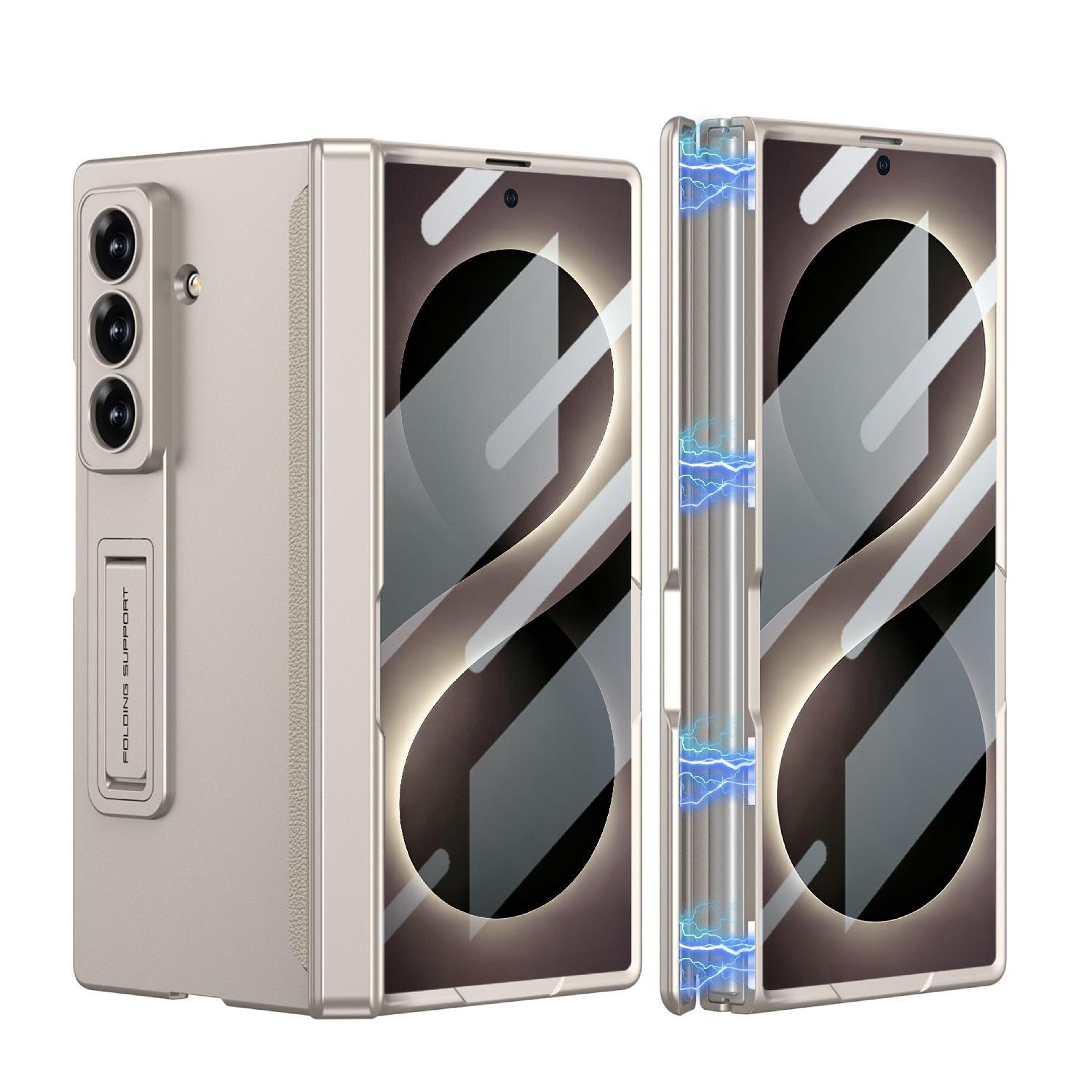 gkk galaxy z fold8 ultra case magnetic full cover protective leather pc phone case titanium gray