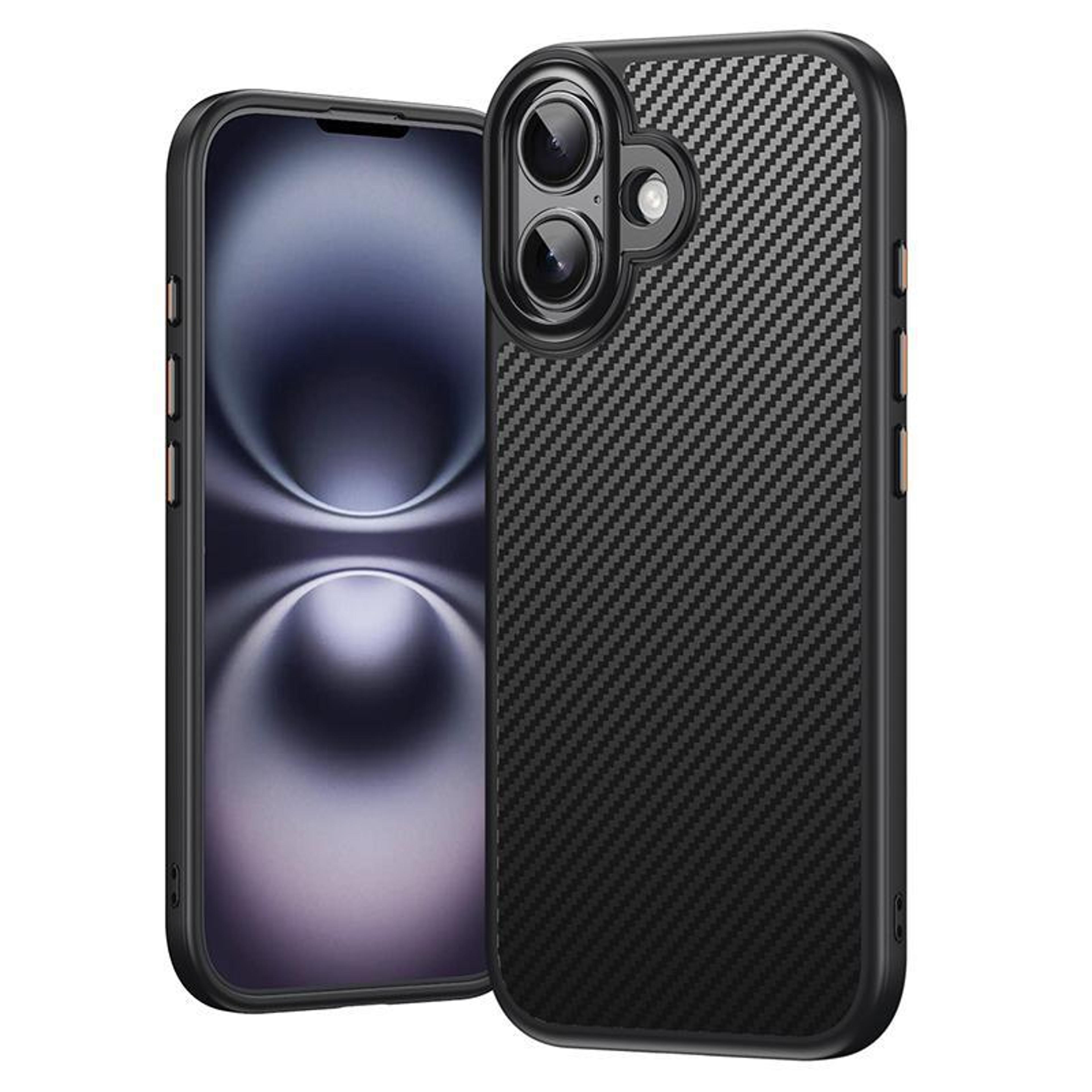 magnetic iphone 17 case with kevlar fiber texture shockproof protective cover black