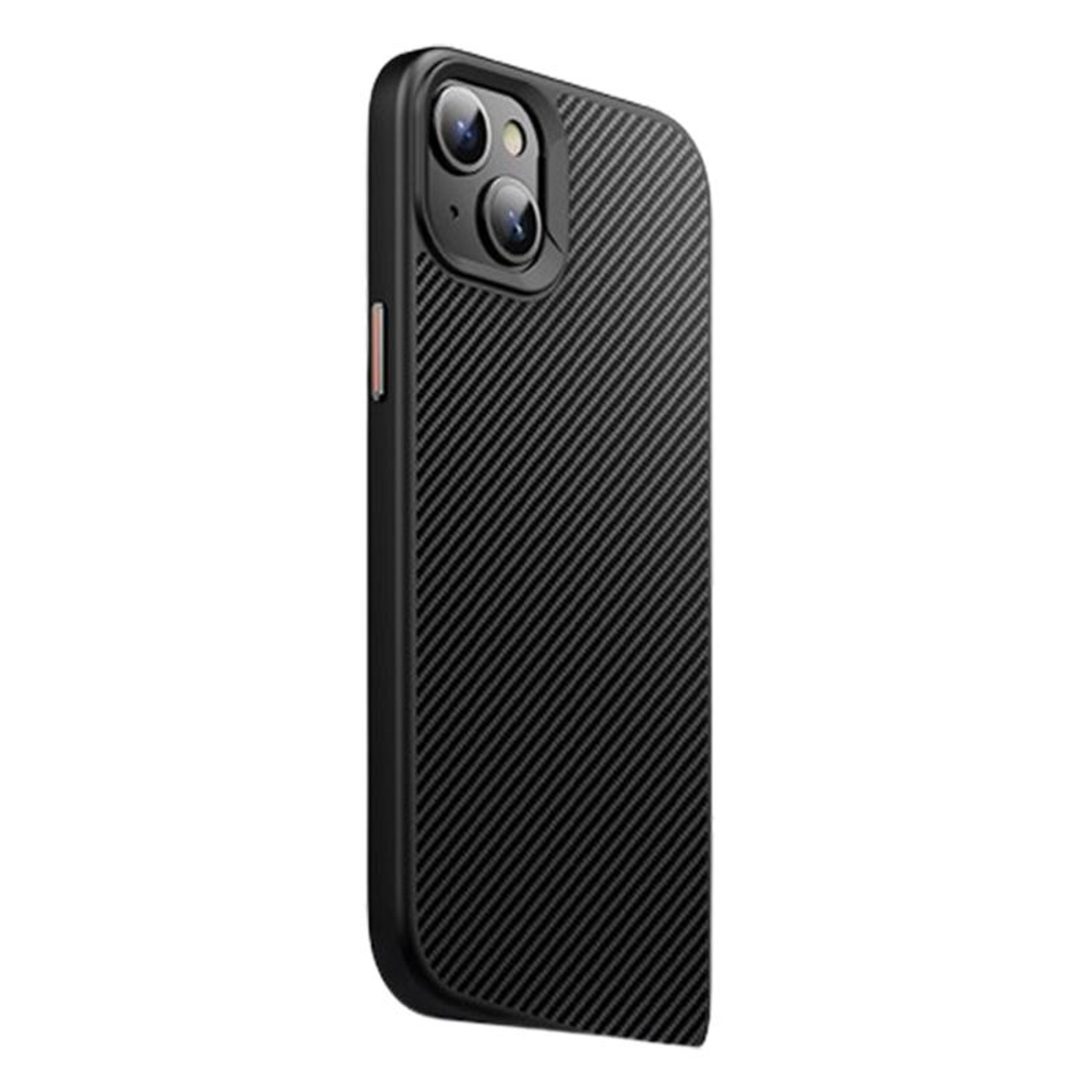 iphone 14 magnetic case with kevlar texture shockproof tpu protective cover black