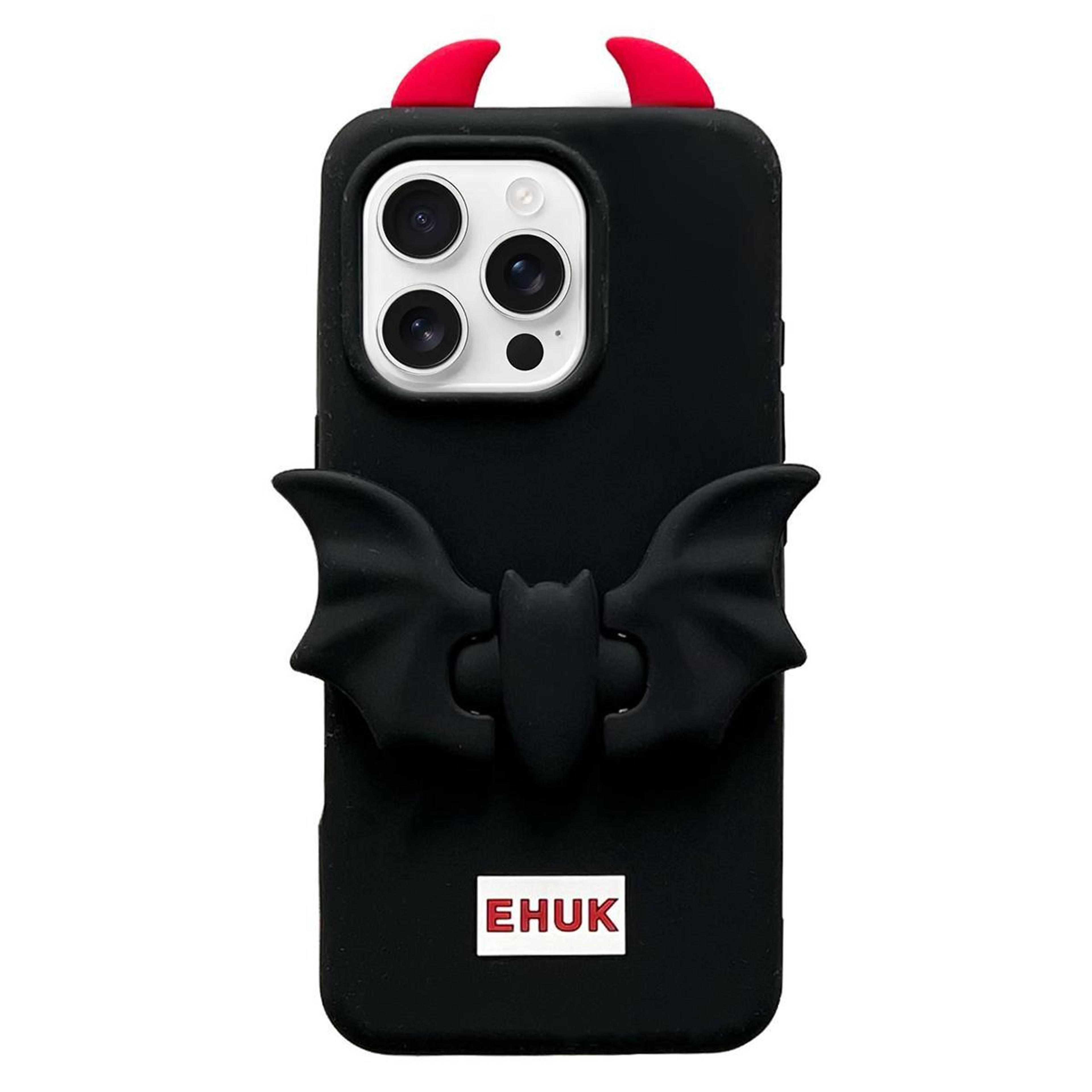 iphone 16 pro silicone bat holder case shockproof protective cover black