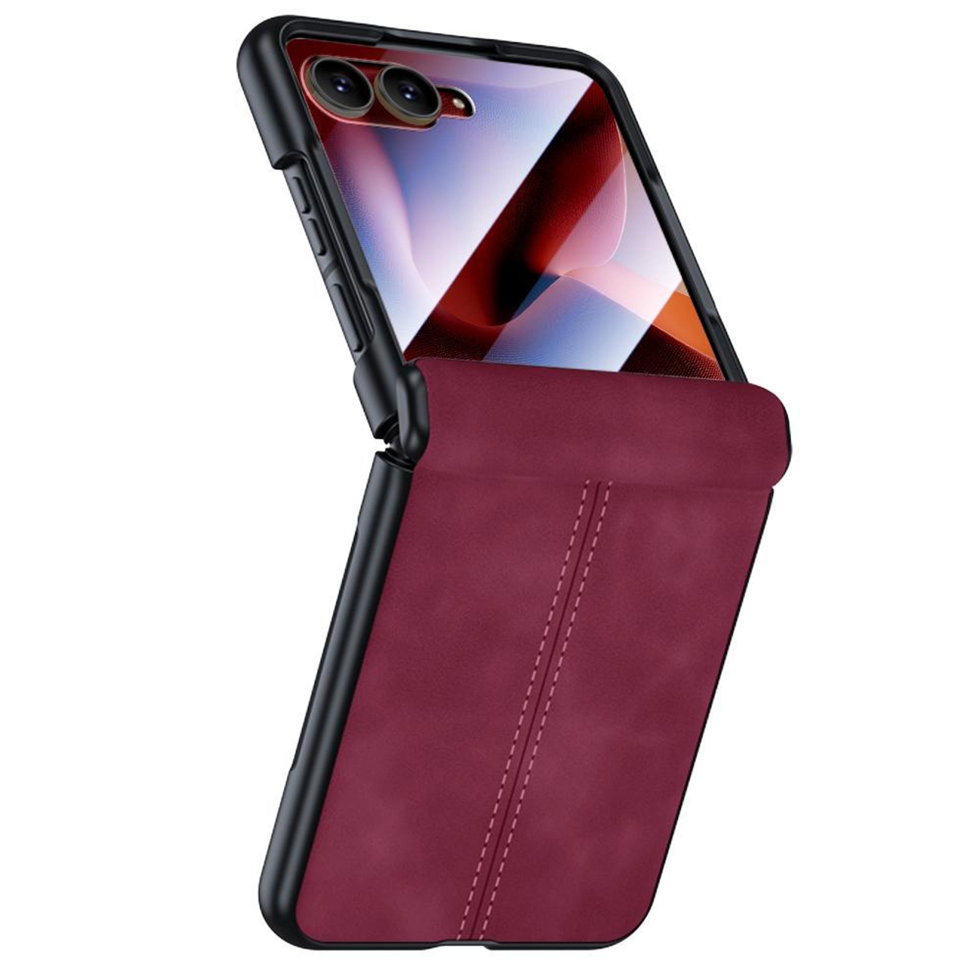 motorola razr 60 ultra leather phone case with sheepskin texture and film integrated protection