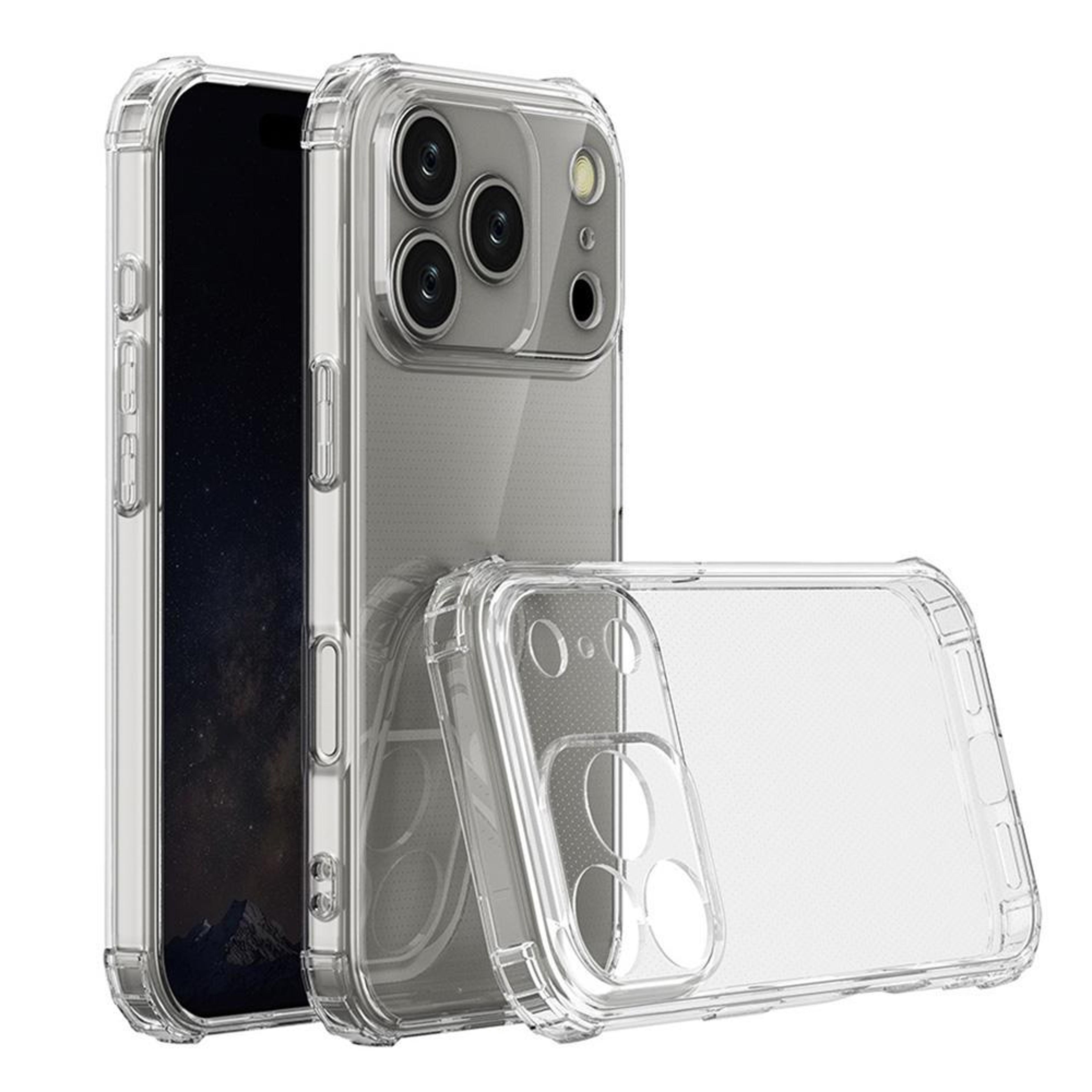 iphone 17 pro clear tpu case with four corner shockproof protection