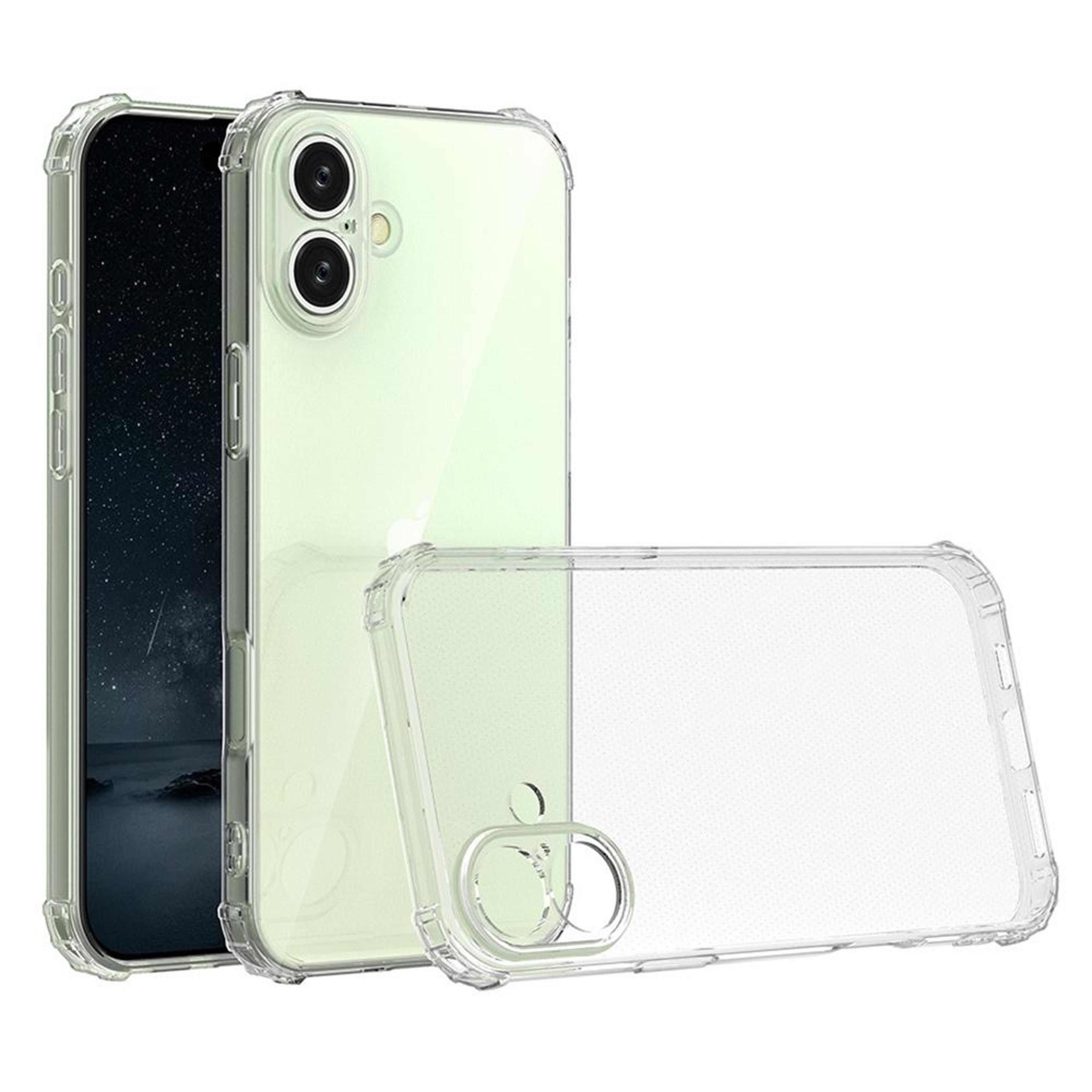 crystal clear shockproof tpu phone case for iphone 16 plus with four corner drop protection