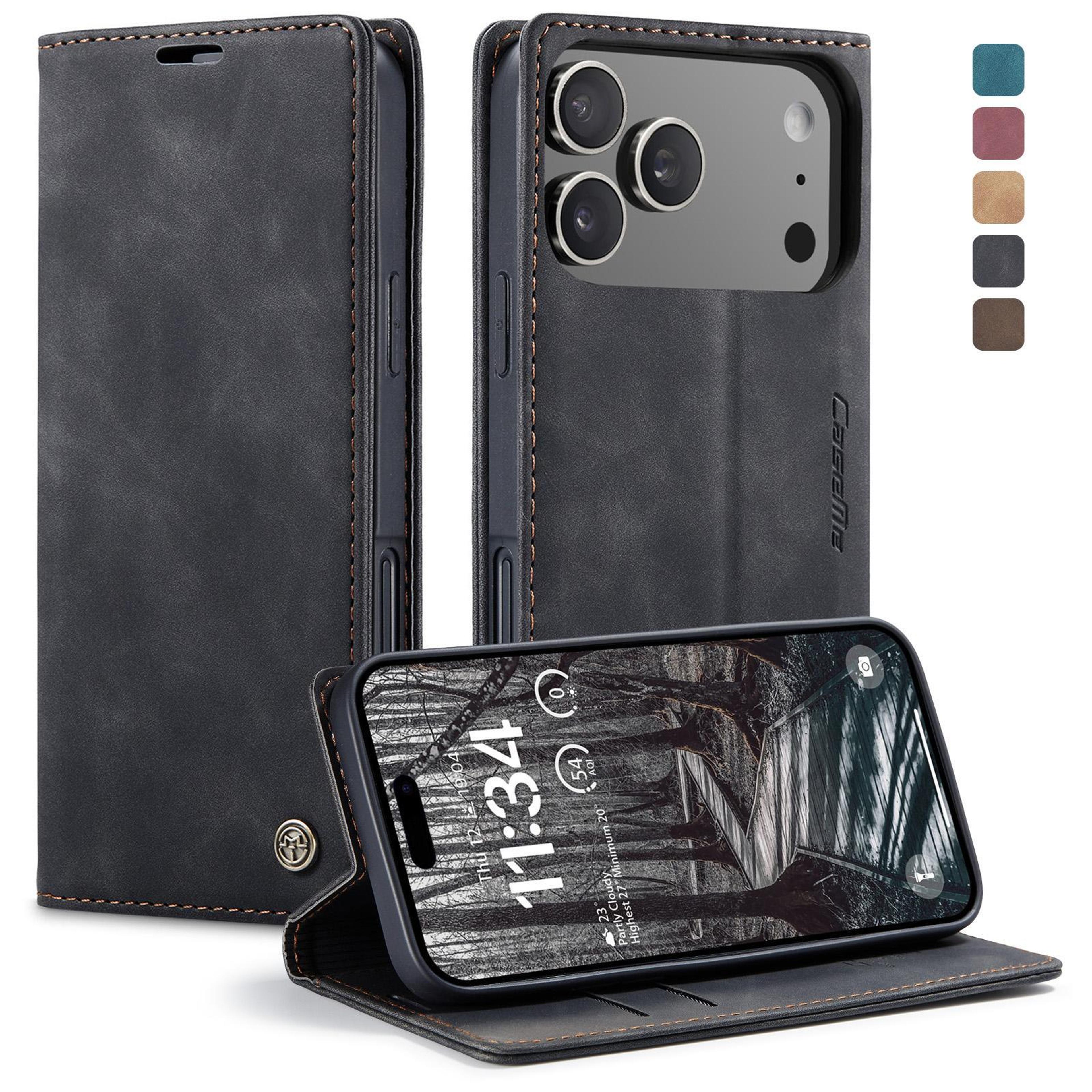 caseme iphone 17 pro max wallet case premium leather phone case with card holder kickstand