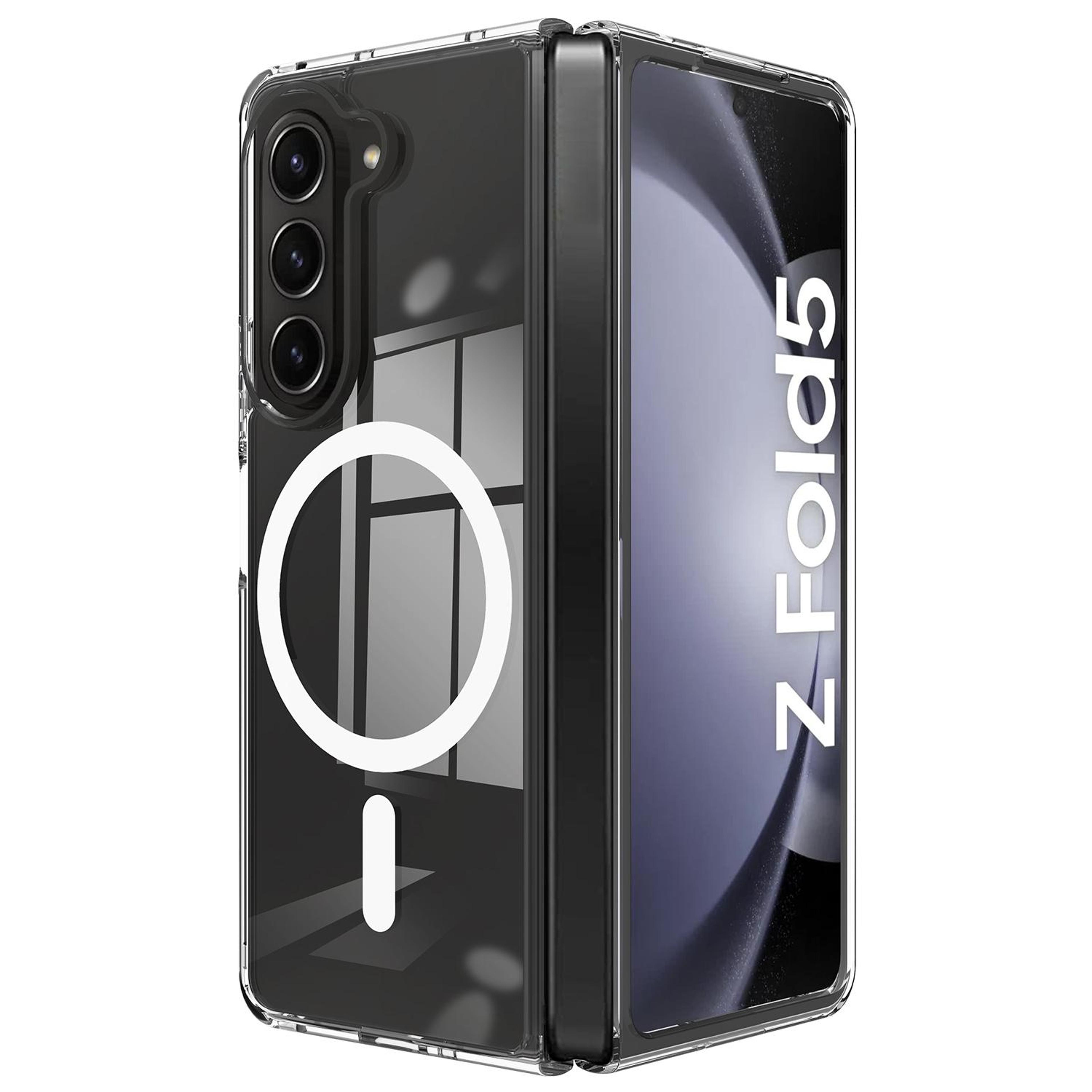 magsafe magnetic clear phone case for samsung galaxy z fold5 shockproof transparent protective cover