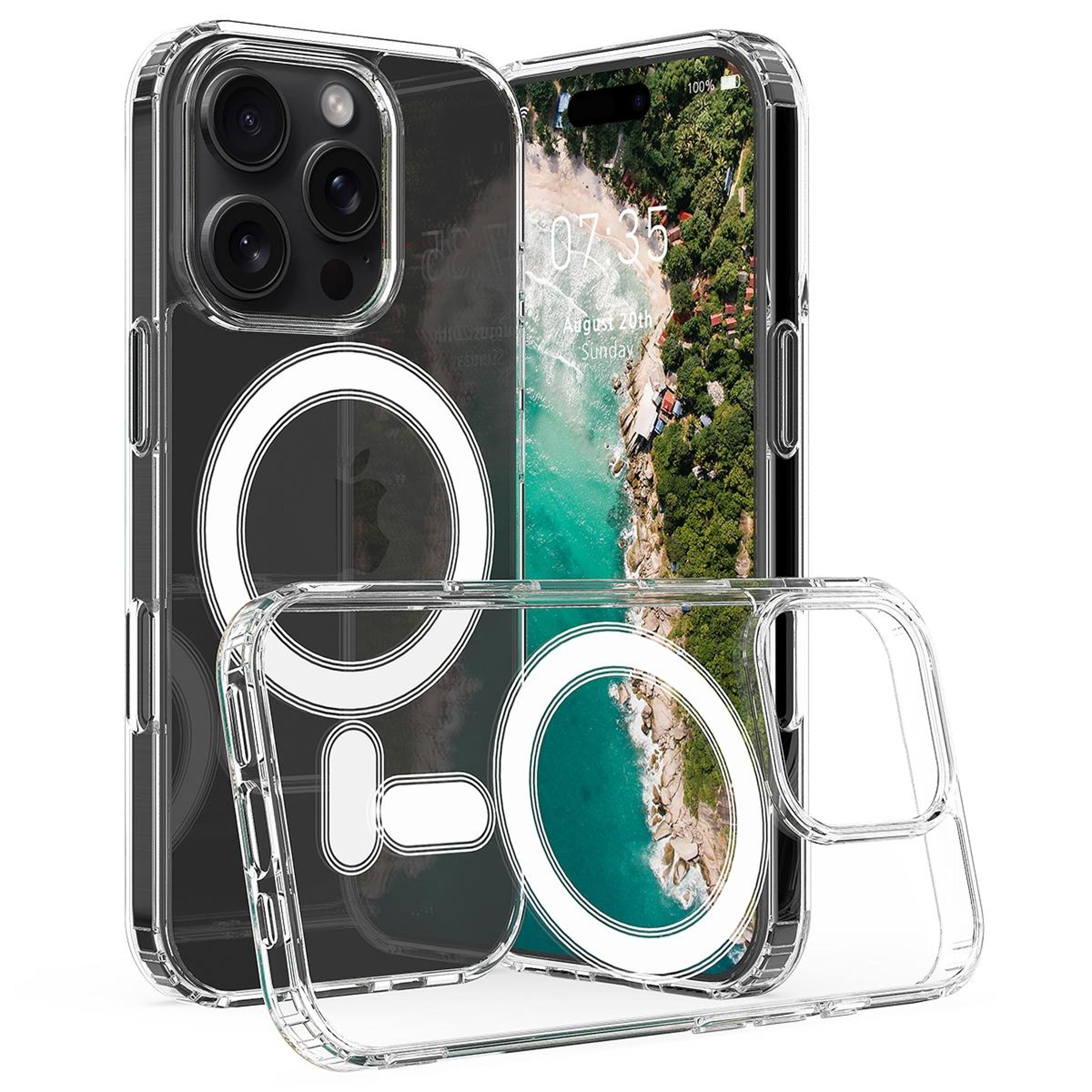 magsafe clear case for iphone 16 pro max shockproof transparent magnetic phone cover