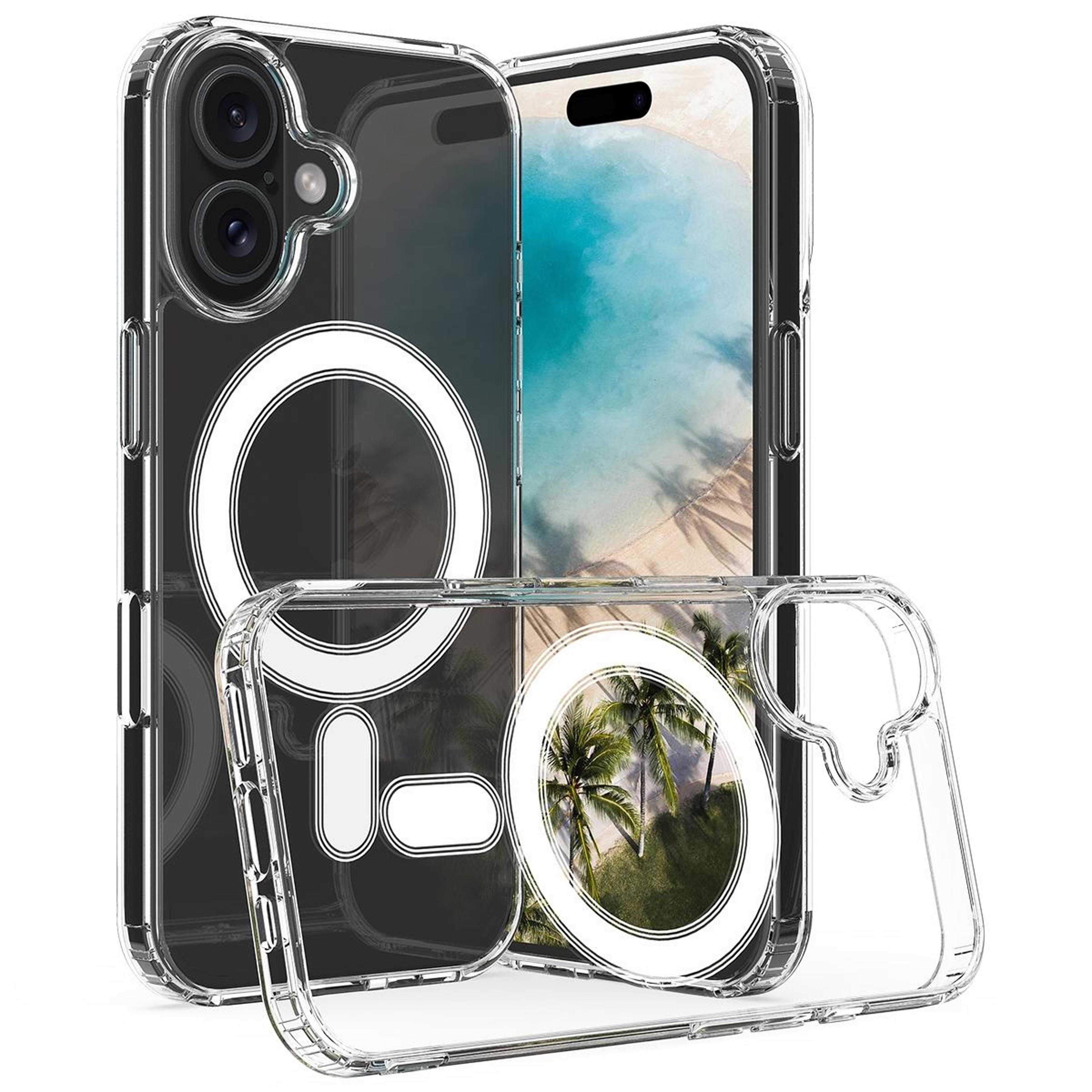 magsafe iphone 16 plus clear acrylic hybrid protective case with shockproof tpu and magnetic charging
