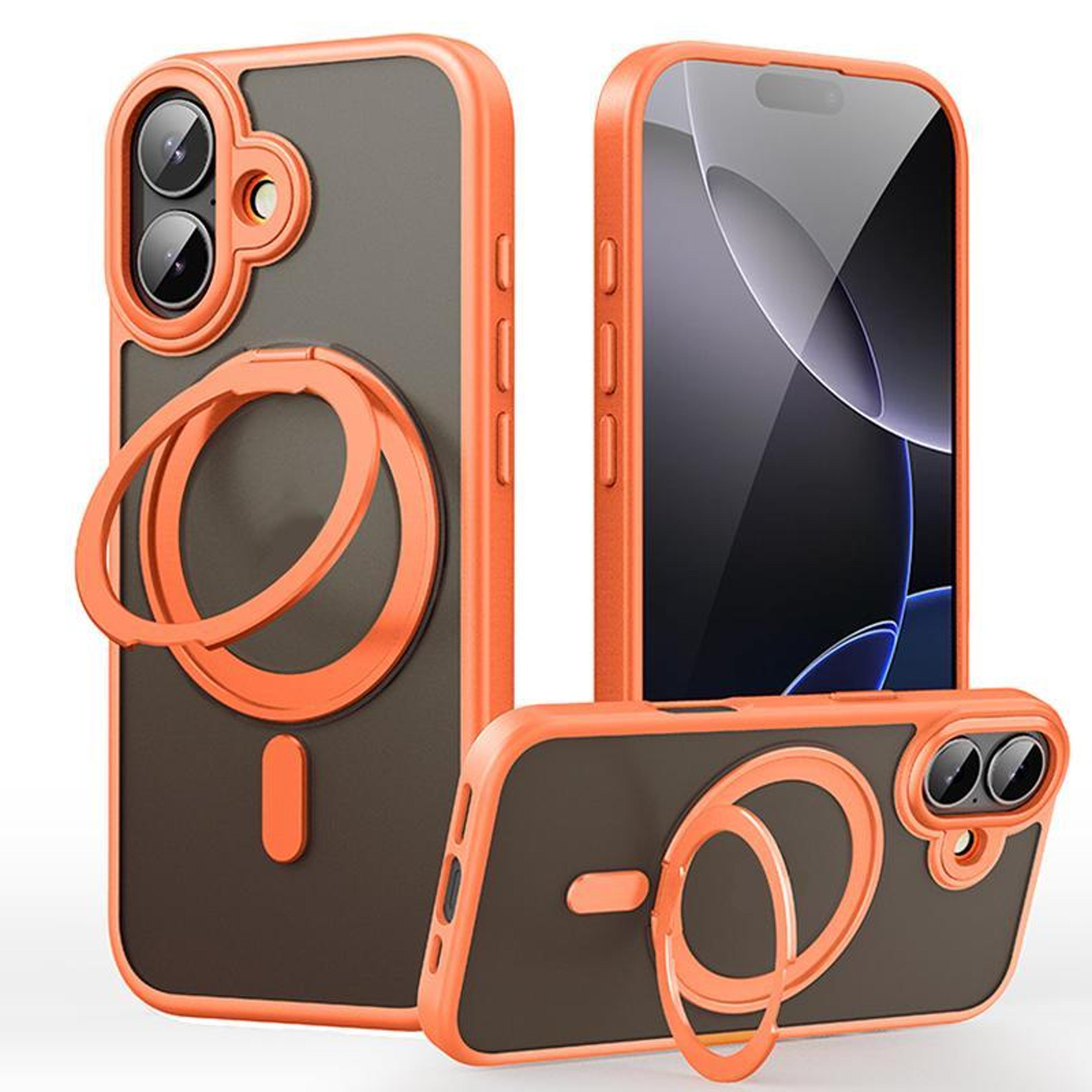 iphone 17 magsafe case with 360 rotating ring stand frosted shockproof magnetic cover