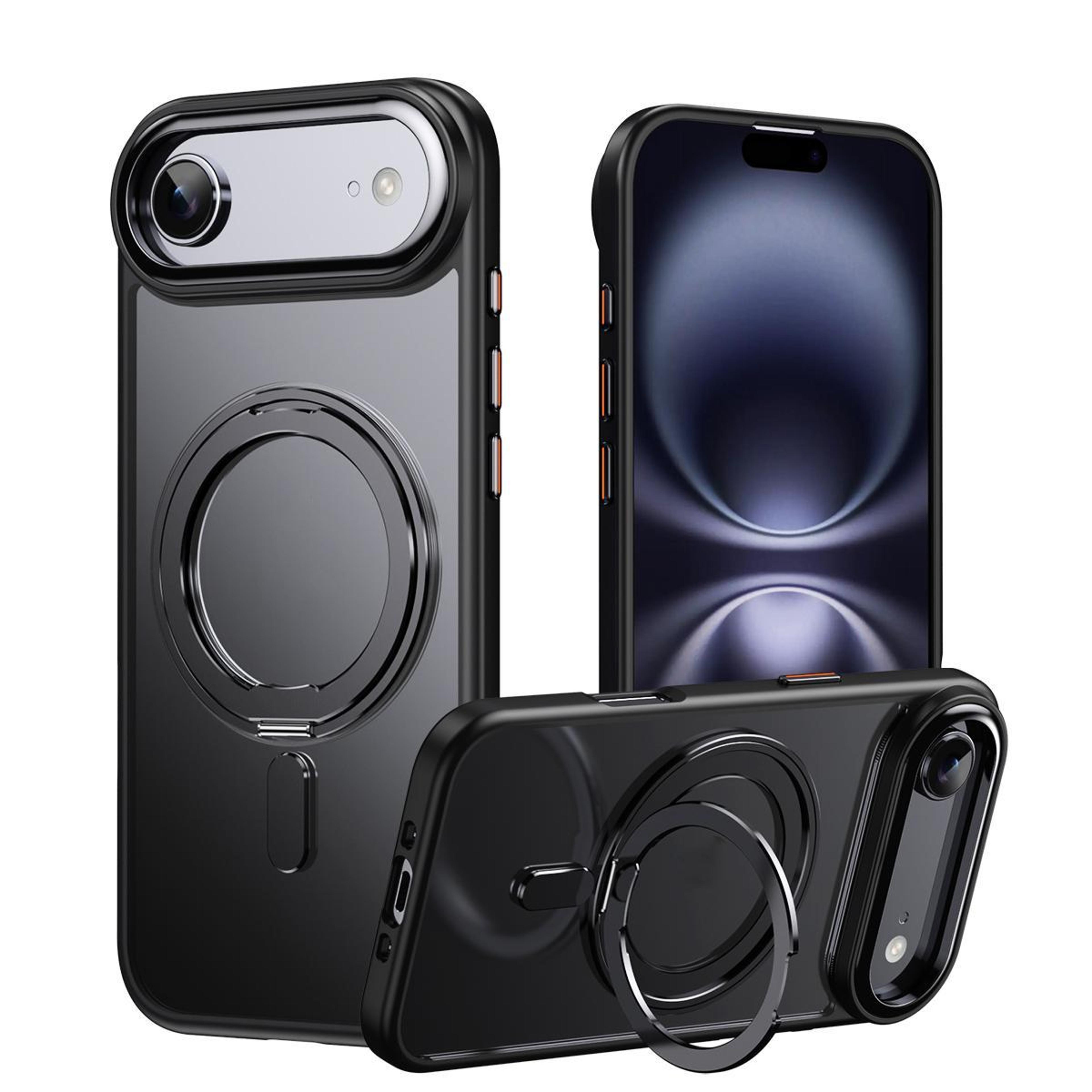 iphone air magsafe case with 360° rotating ring stand frosted shockproof magnetic cover