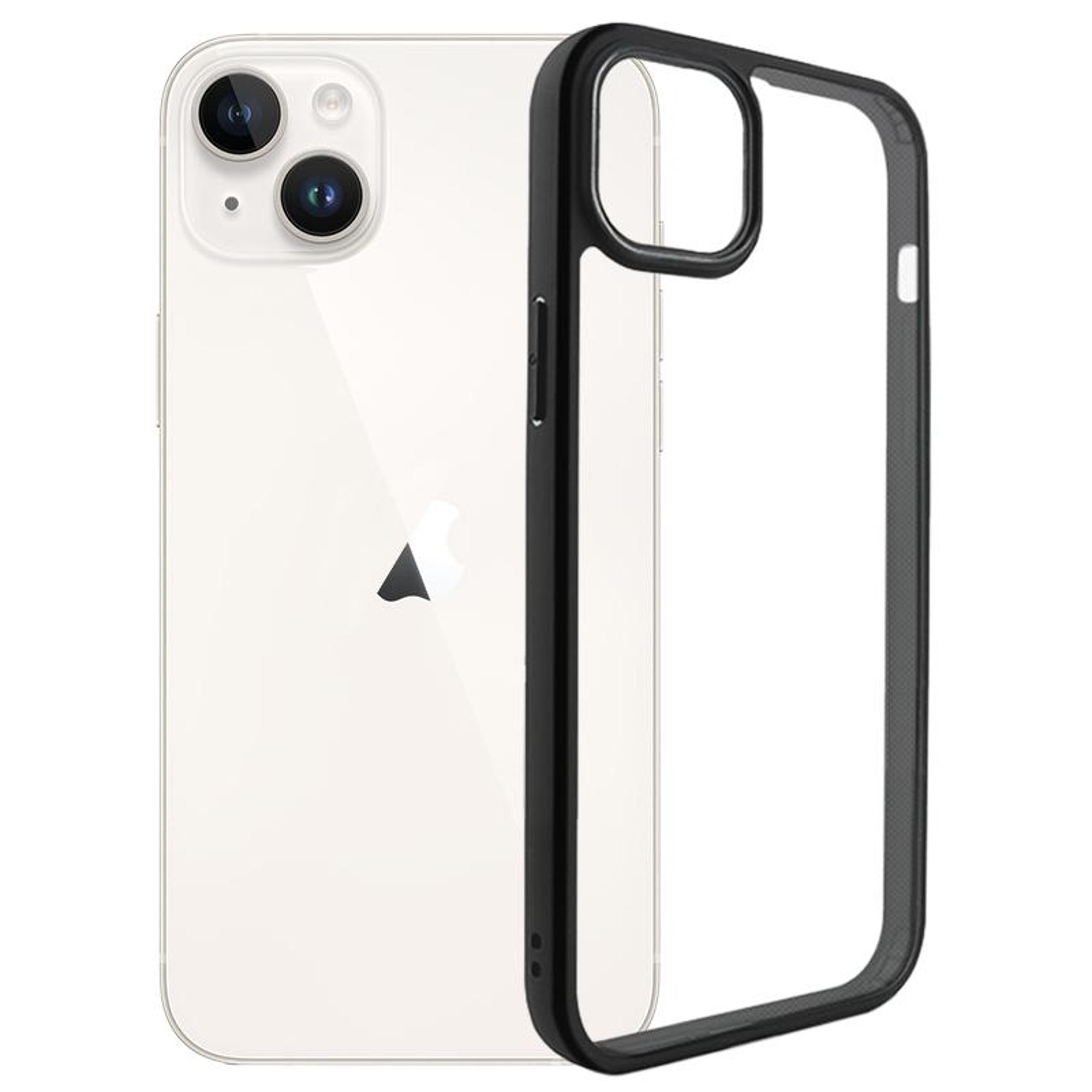 iphone 15 plus clear shockproof phone case with anti yellow tpu pc hybrid protection black
