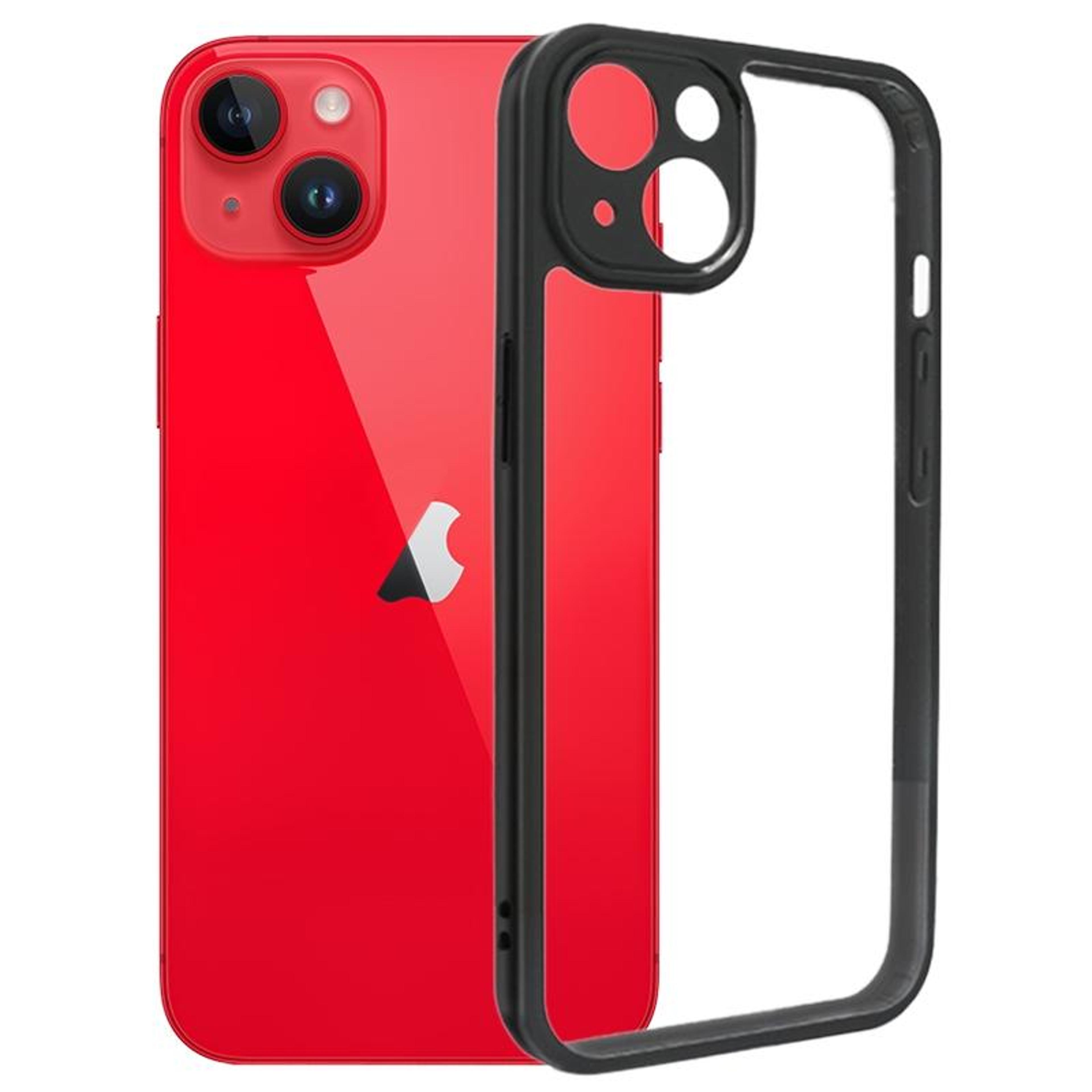 crystal clear anti yellowing iphone 14 case with frosted tpu bumper and transparent pc back