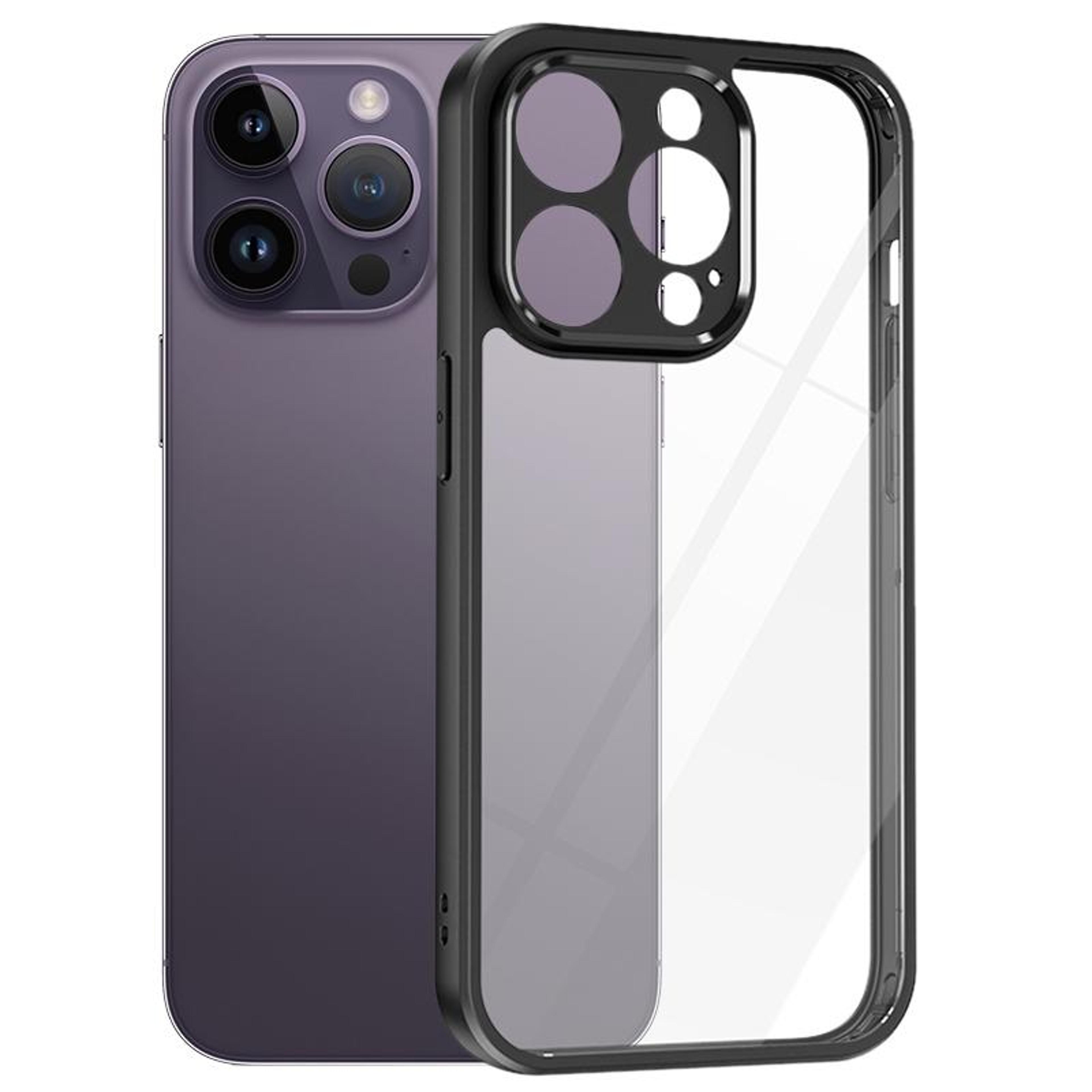 iphone 14 pro clear shockproof case with frosted tpu bumper and transparent anti yellow pc back