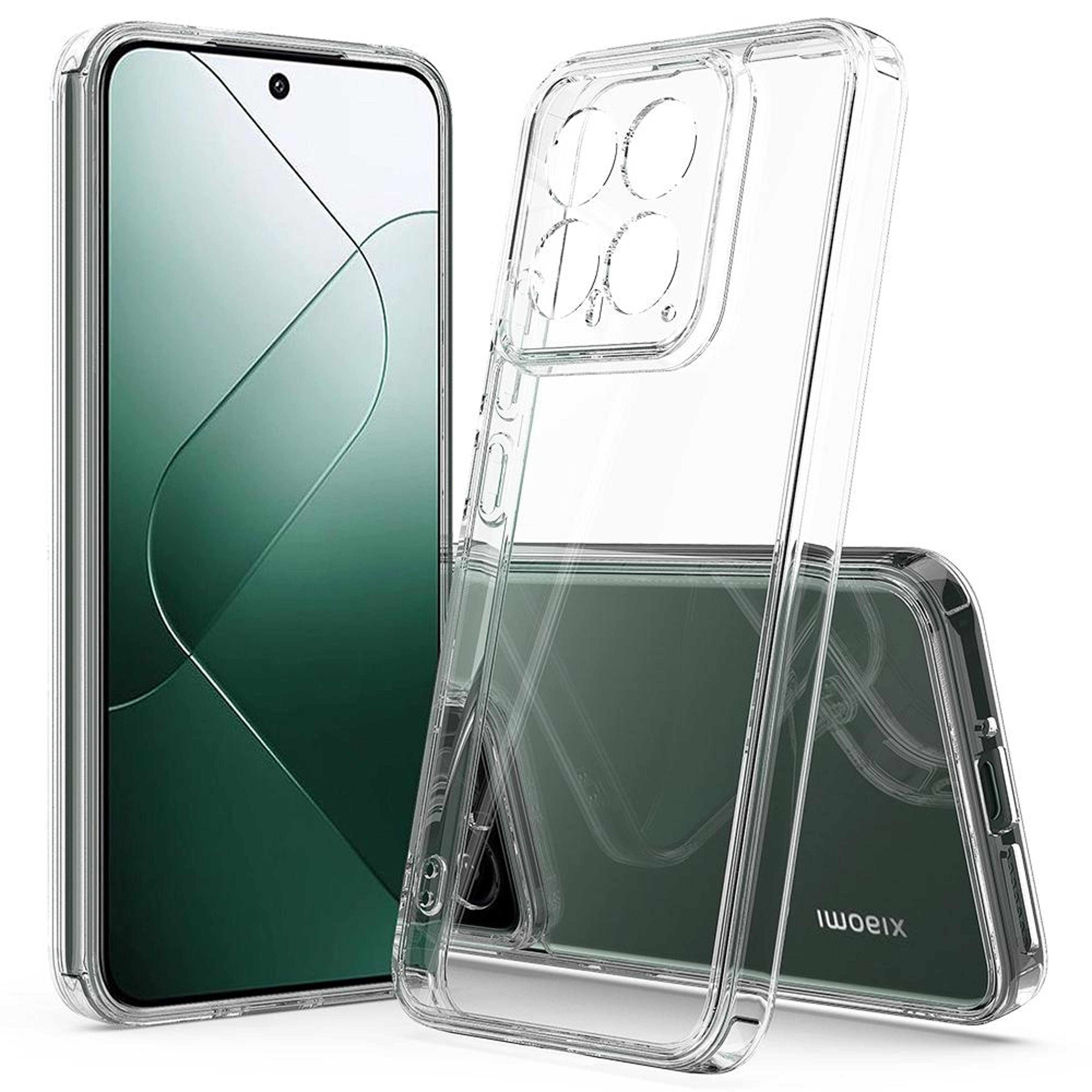 xiaomi 14 clear phone case scratchproof transparent tpu case with acrylic hard back cover