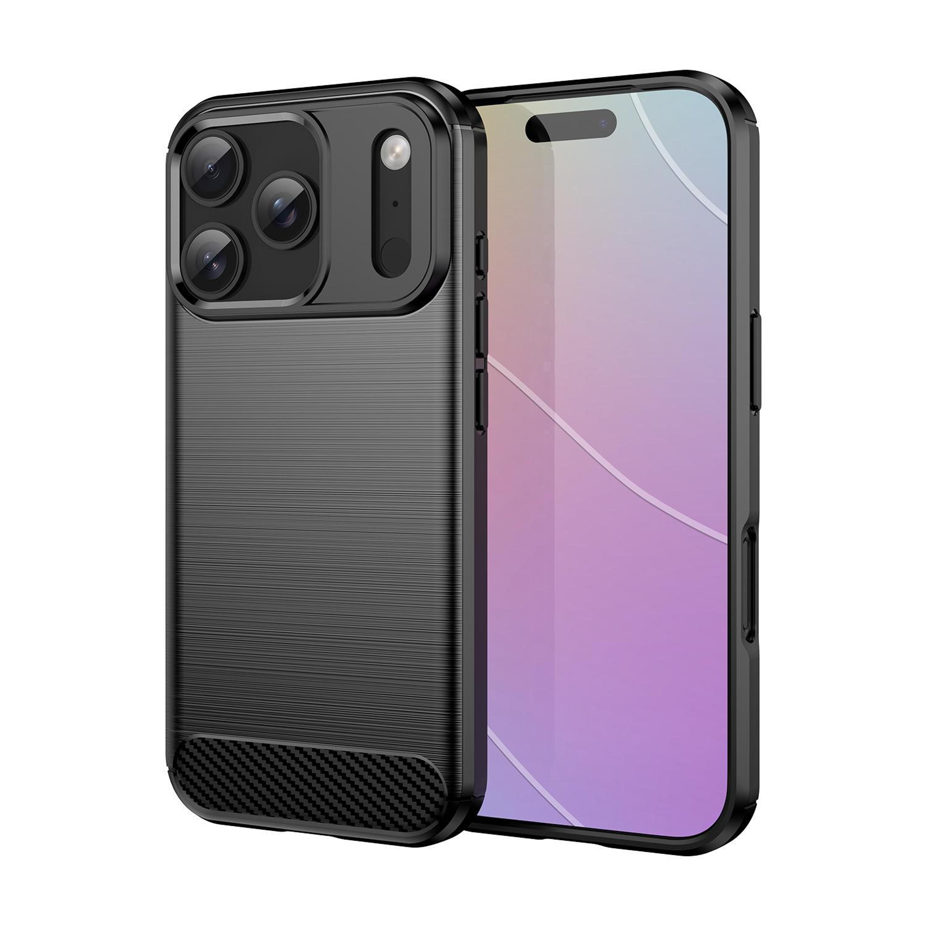 sleek iphone 17 pro carbon fiber case premium brushed texture tpu case for slim everyday protection