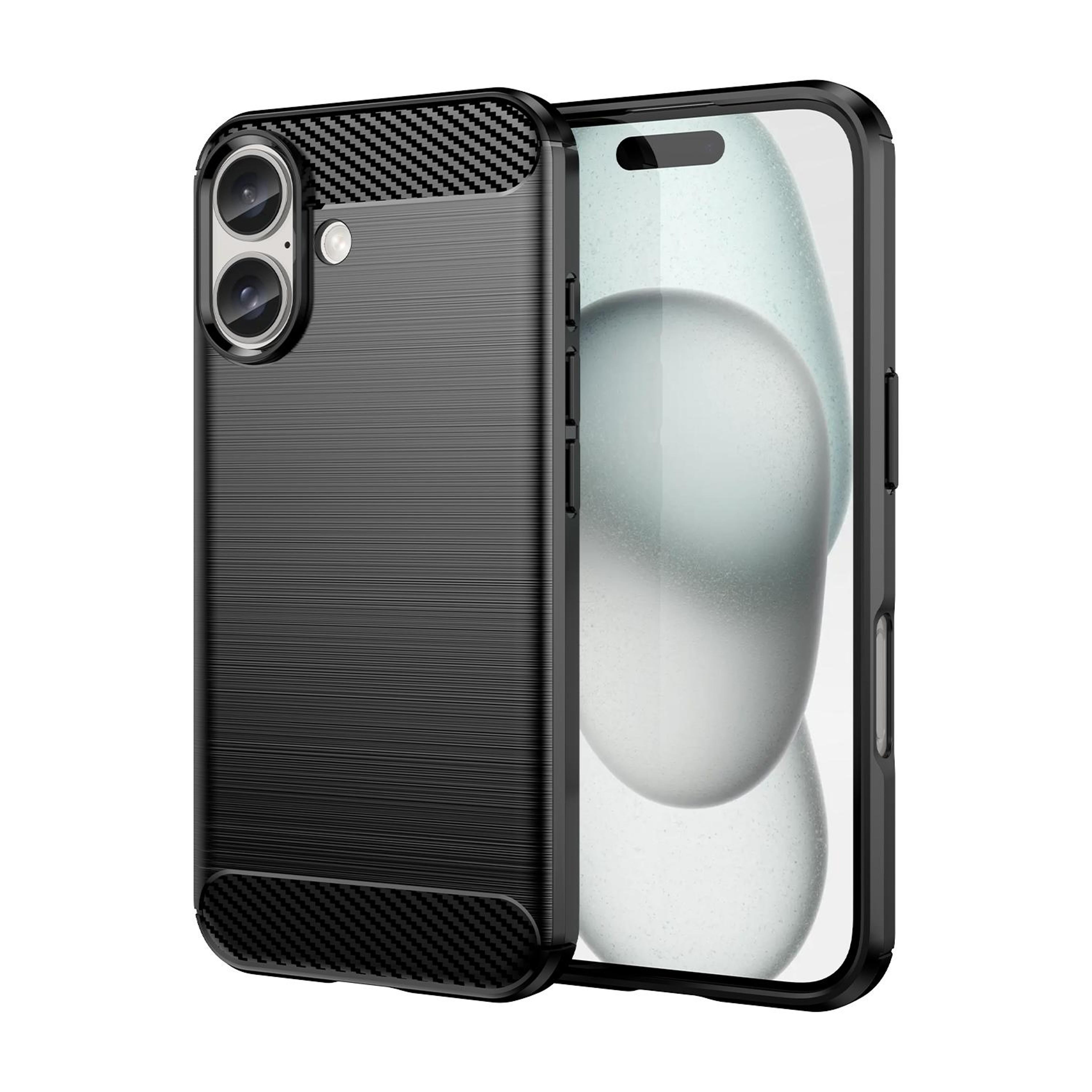 iphone 16 plus carbon fiber case slim brushed texture protective tpu cover