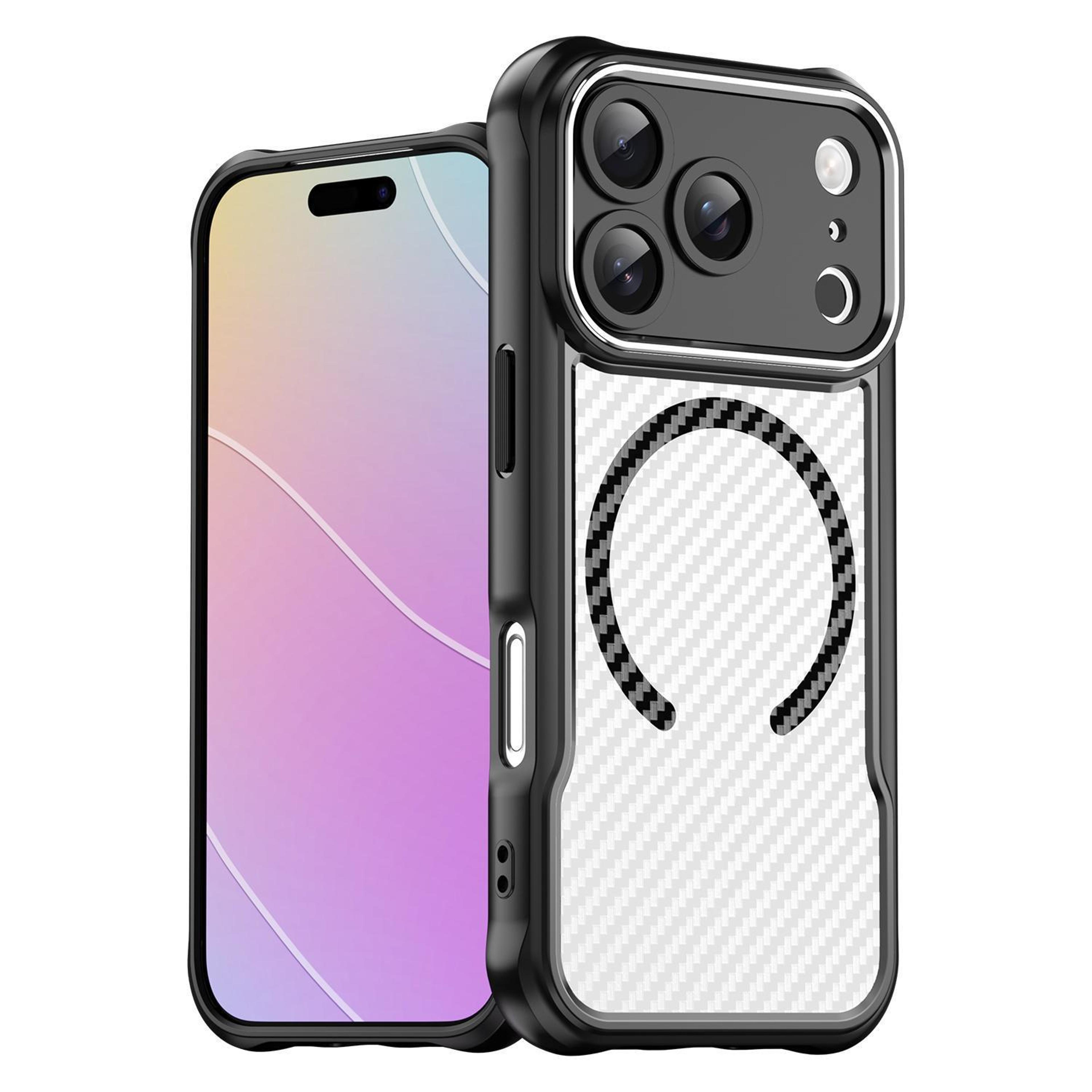 iphone 17 pro and pro max magsafe case with carbon fiber texture translucent protective cover
