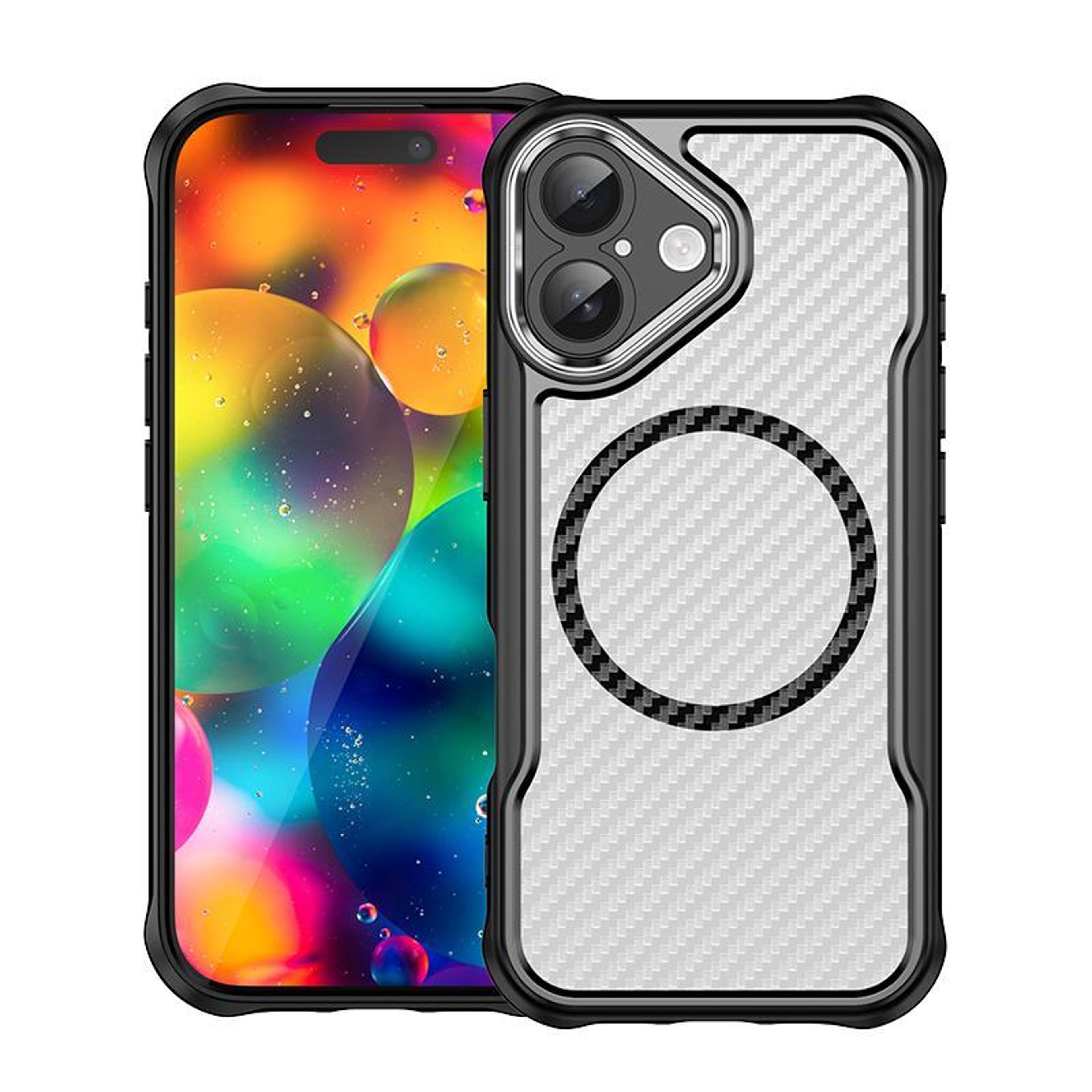 iphone 17 magsafe case with carbon fiber texture translucent shockproof cover