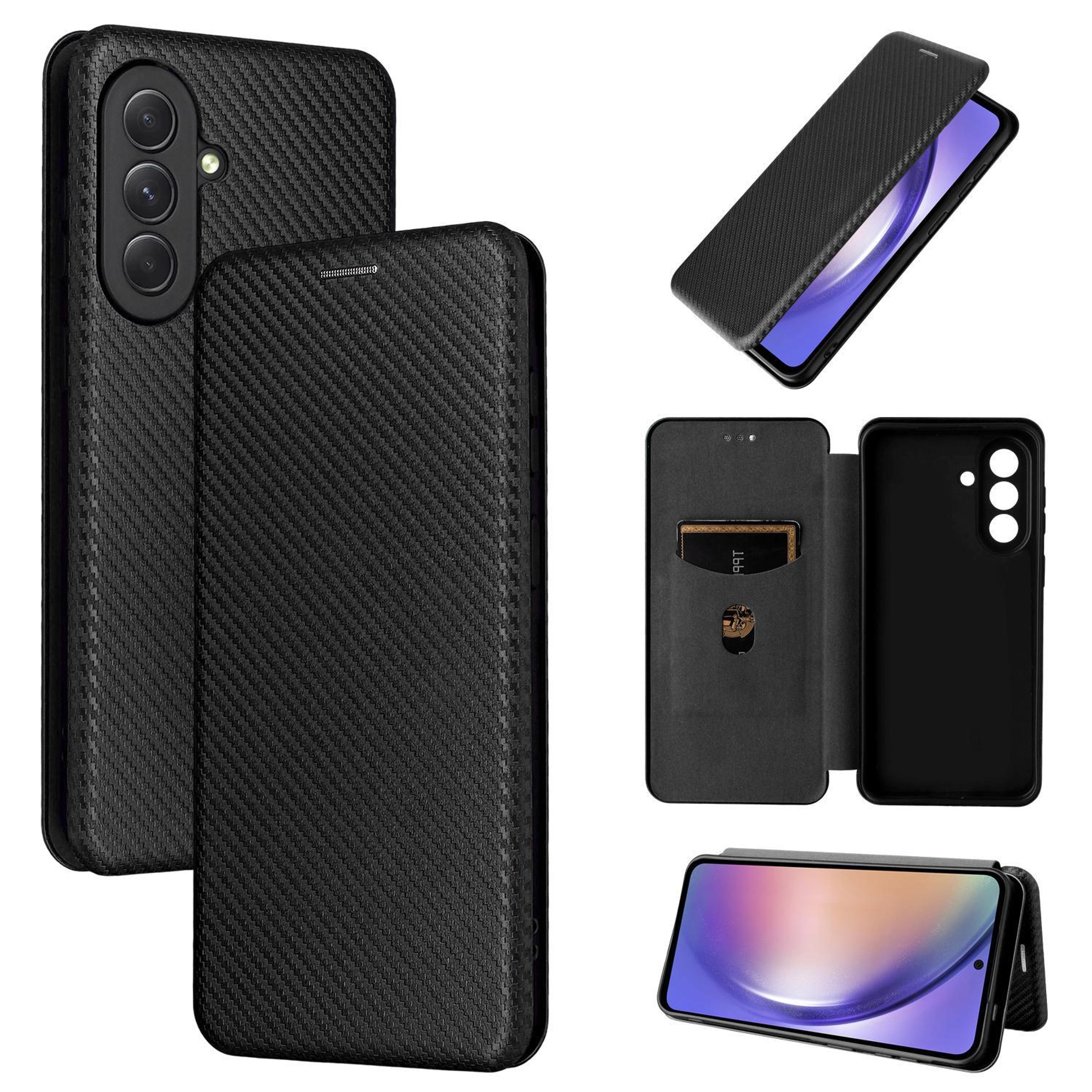 samsung galaxy a57 5g wallet flip case carbon fiber leather protective cover