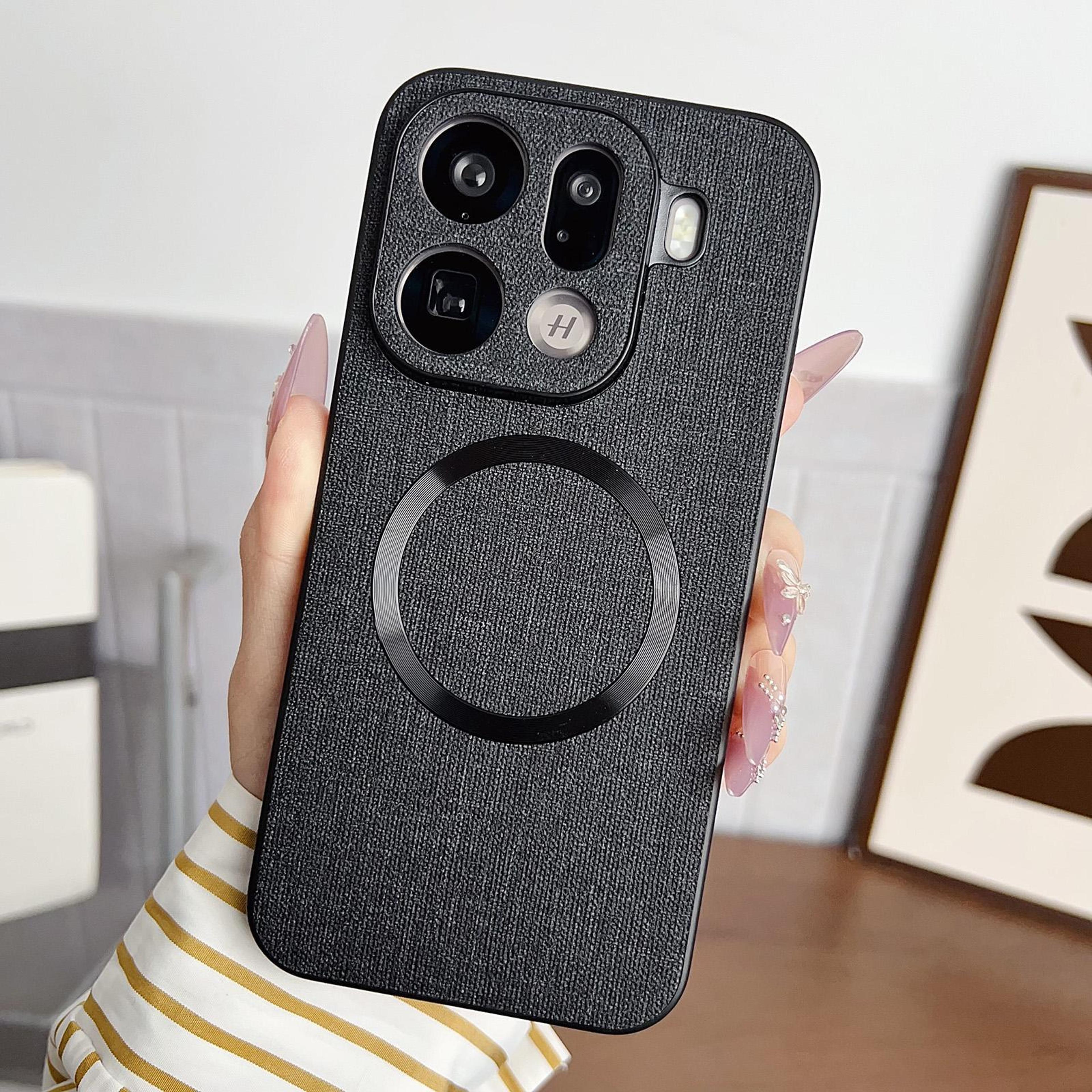 magsafe magnetic cloth texture phone case for oppo find x9 pro slim shockproof protective cover
