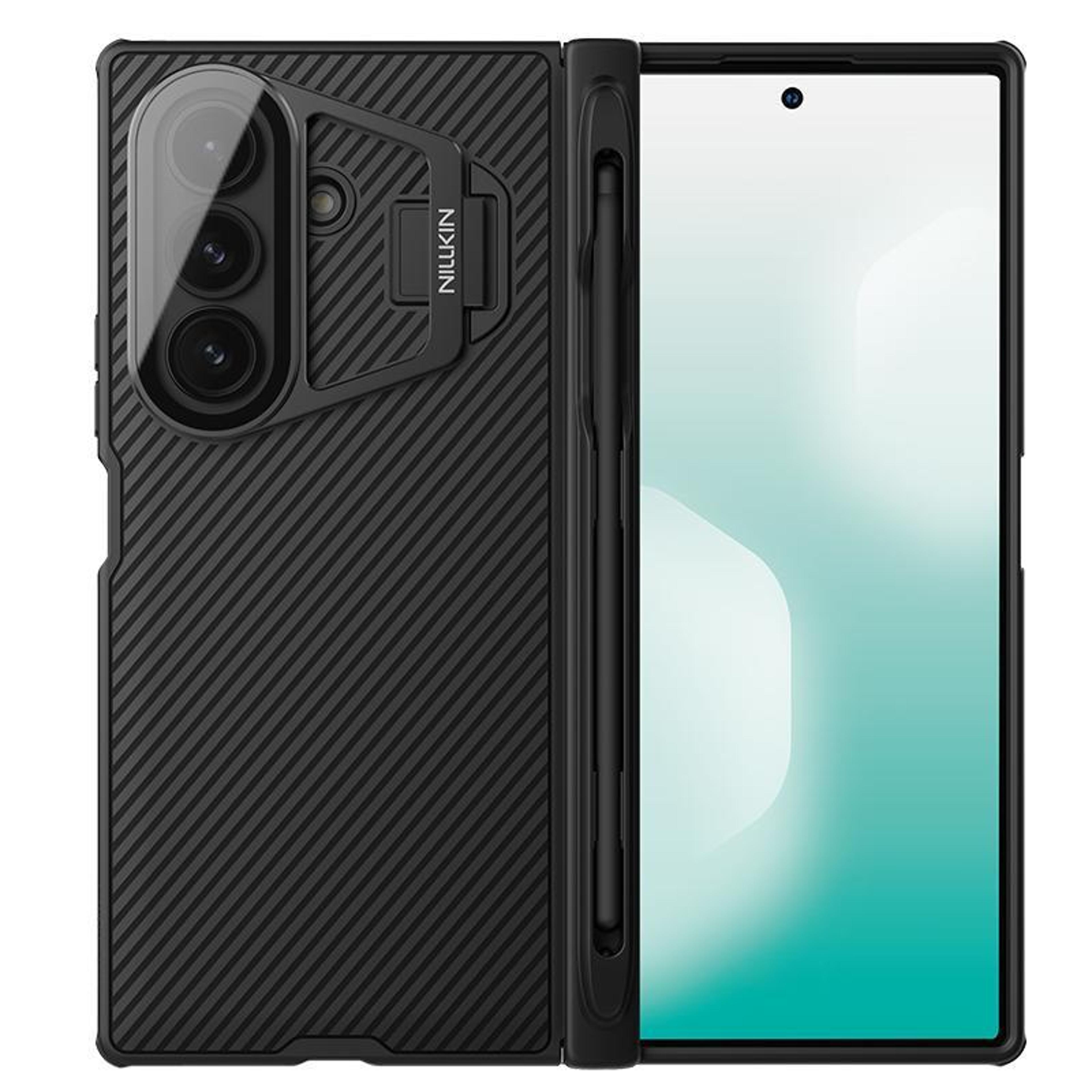 nillkin samsung galaxy z fold7 case mirror shield stylus phone case with transparent lens protection