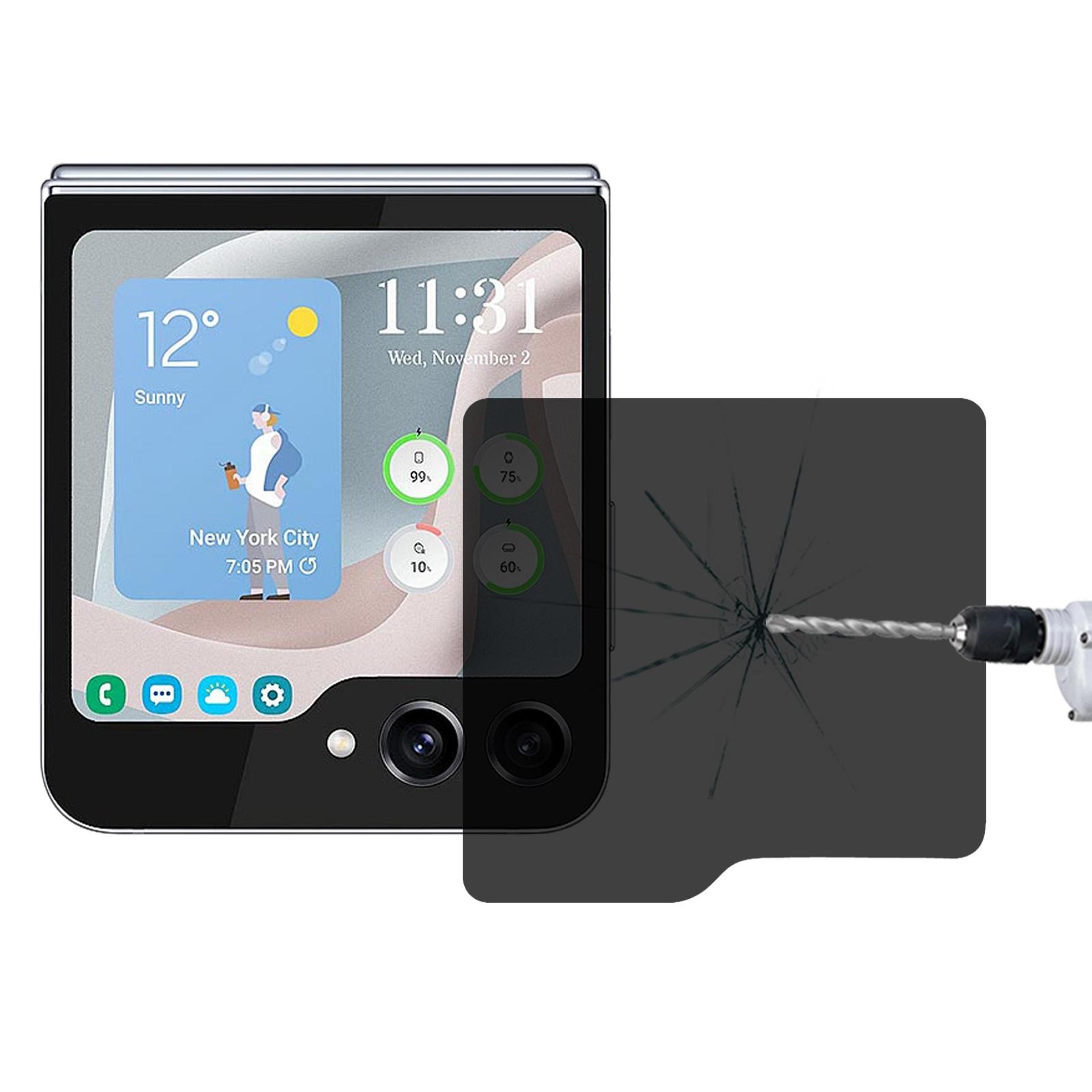 samsung galaxy z flip6 privacy tempered glass external screen protector full cover hd clear